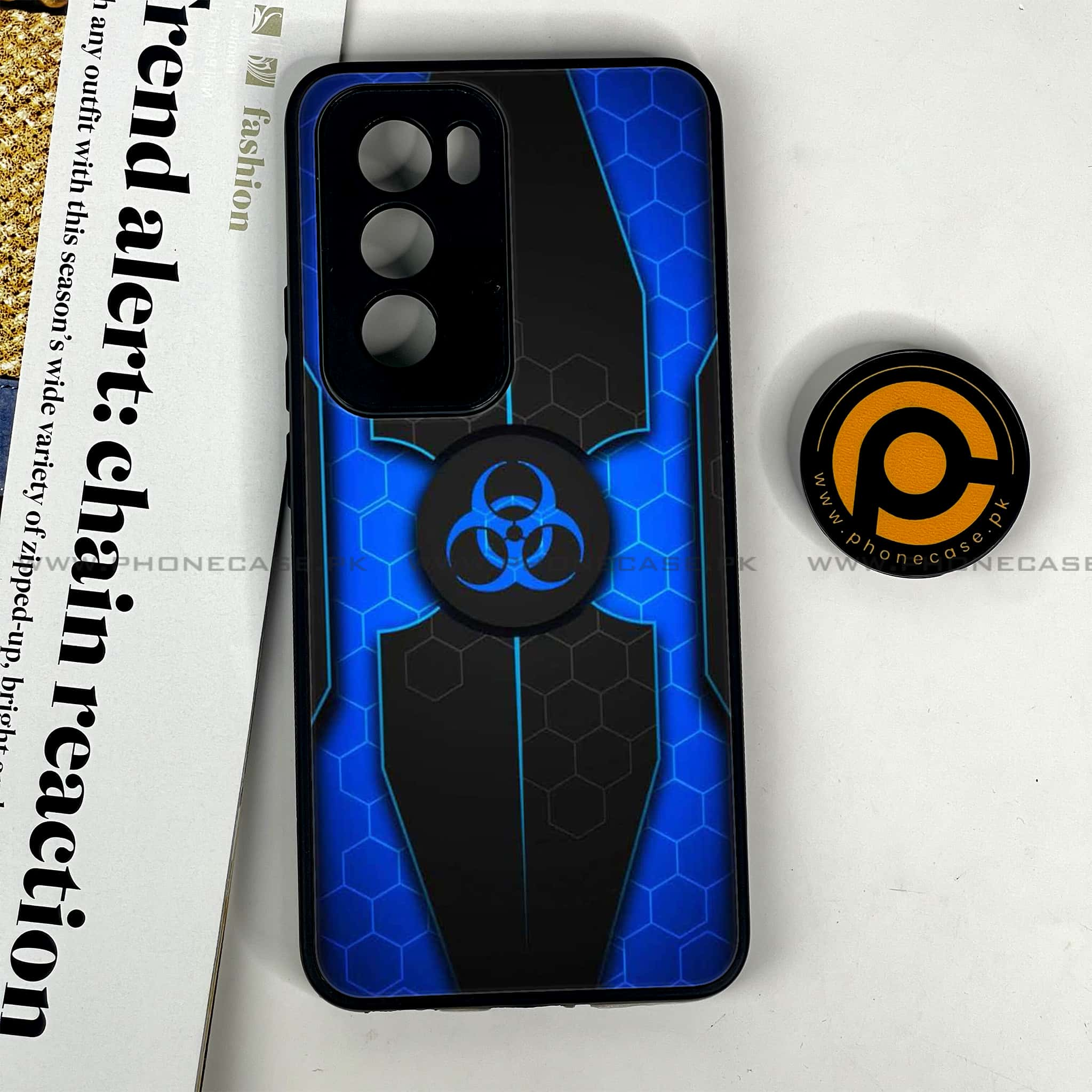 Oppo Reno 12 5G - Biohazard Sign Series - Premium Printed Glass soft Bumper shock Proof Case