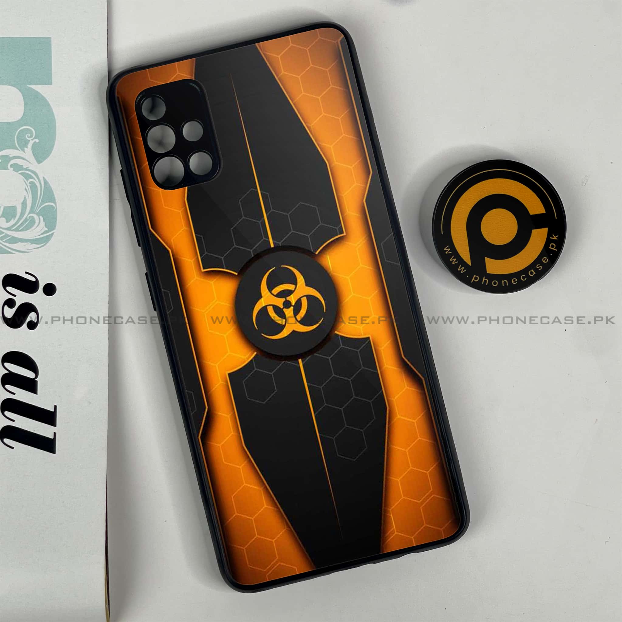 Samsung Galaxy A51 Biohazard Sign Series Premium Printed Glass soft Bumper shock Proof Case