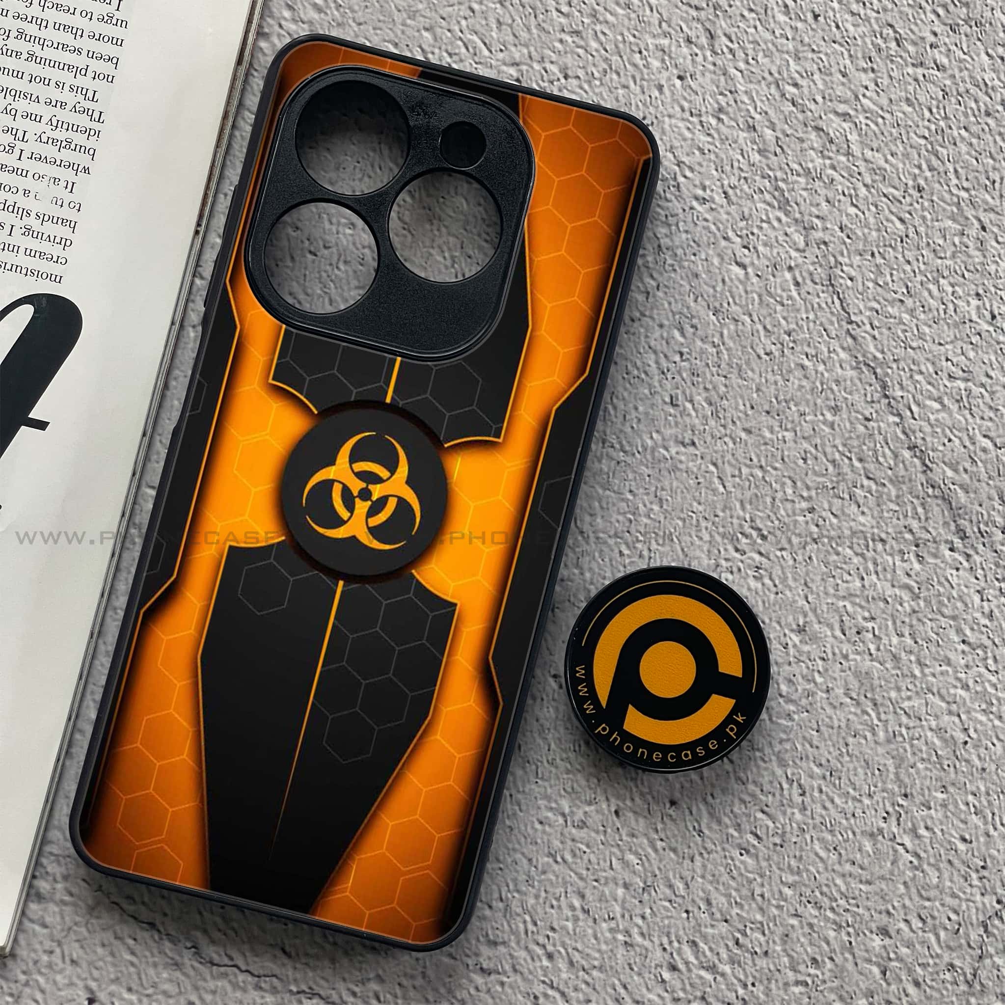Tecno Spark 20C - Biohazard Sign Series - Premium Printed Glass soft Bumper shock Proof Case