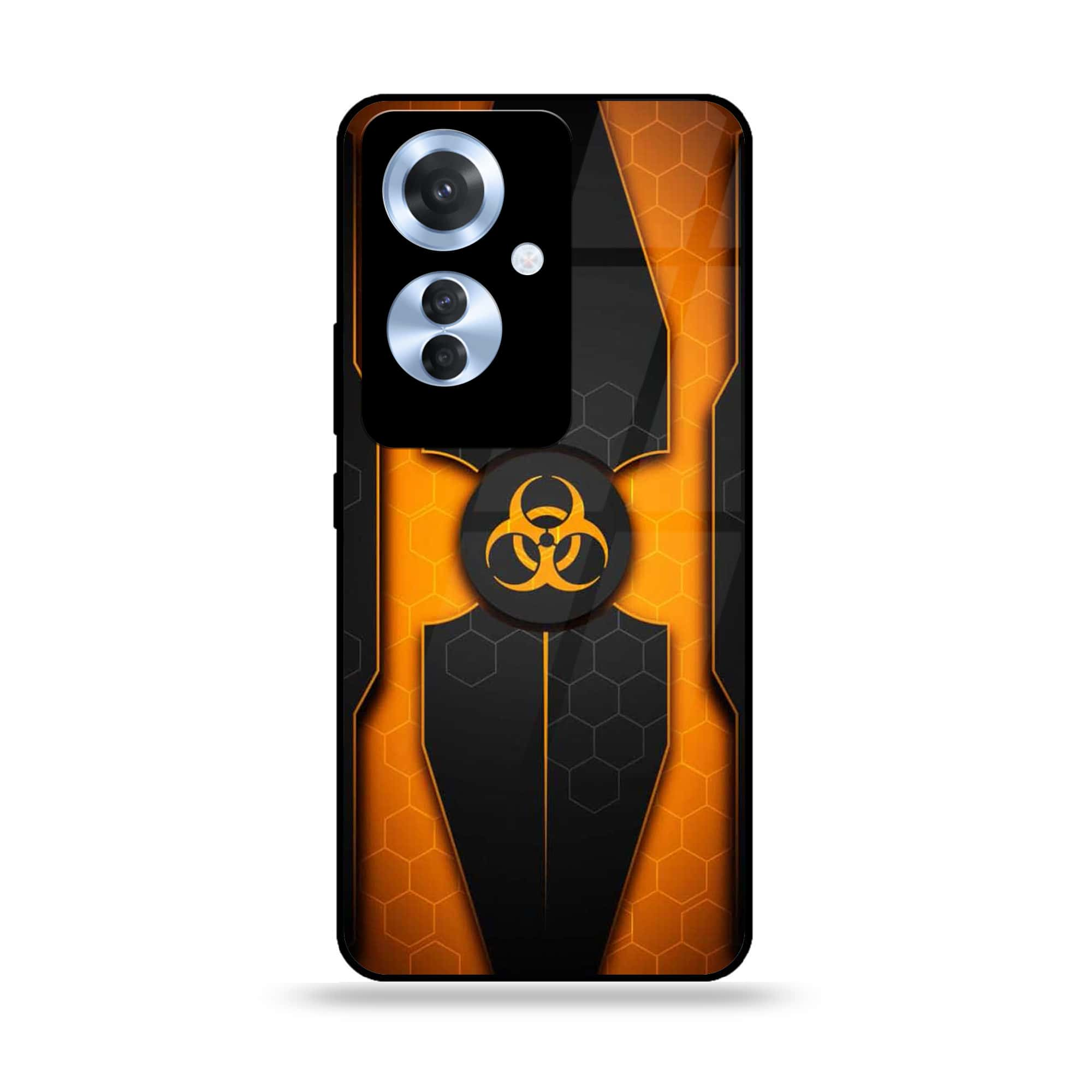 Oppo Reno 11F - Biohazard Sign Series - Premium Printed Glass soft Bumper shock Proof Case