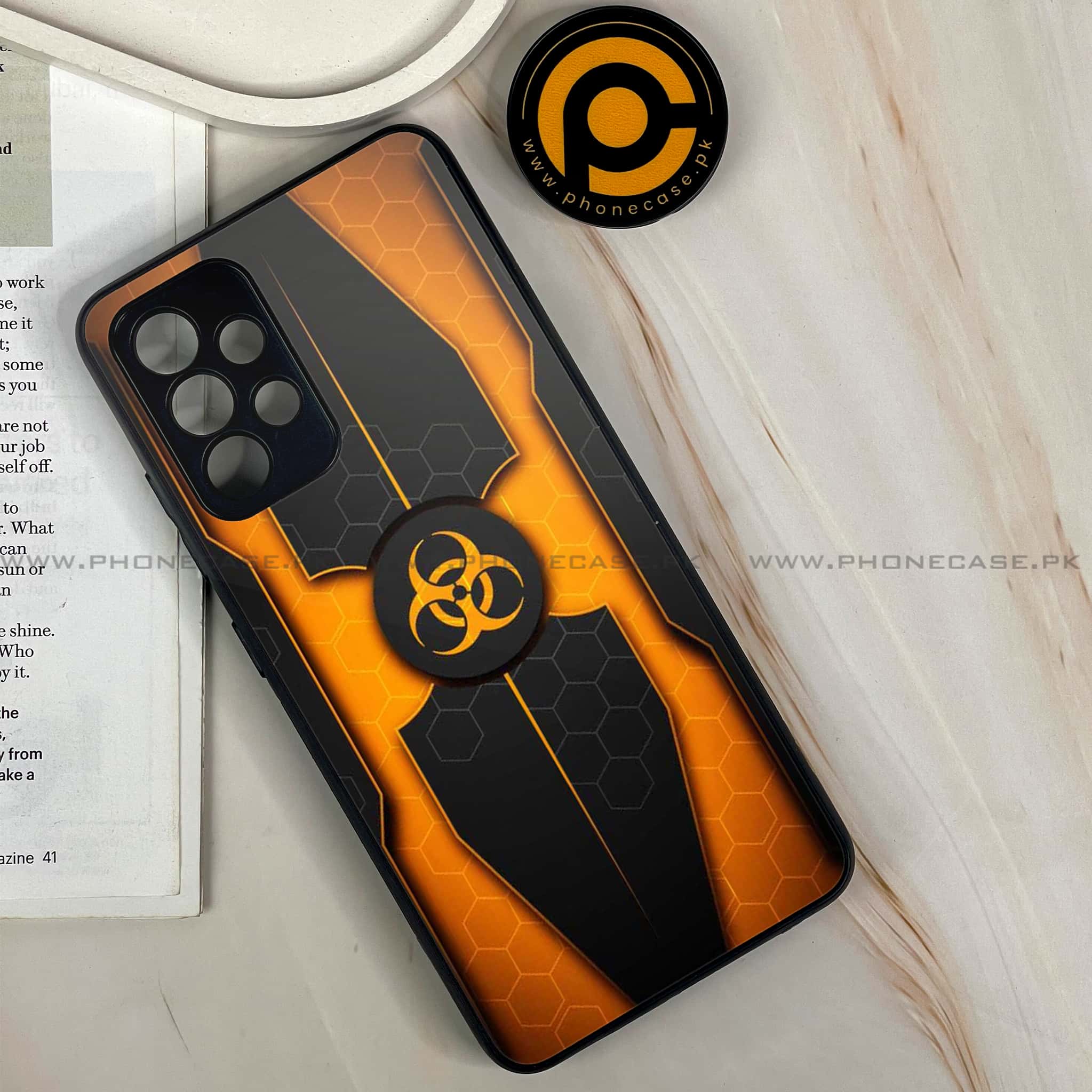 Samsung Galaxy A13-  Biohazard Sign Series - Premium Printed Glass soft Bumper shock Proof Case