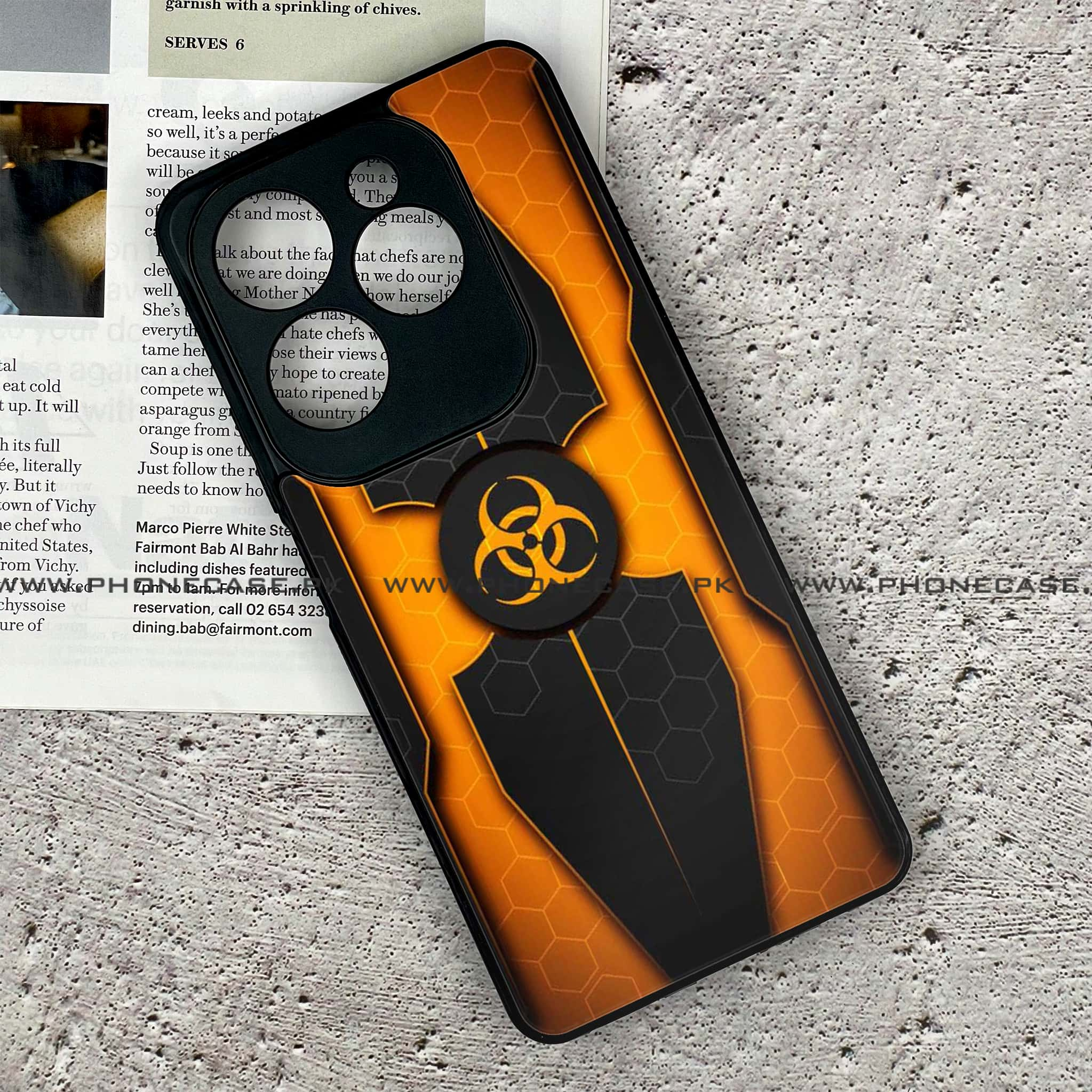 Infinix Hot 40 - Biohazard Sign Series - Premium Printed Glass soft Bumper shock Proof Case