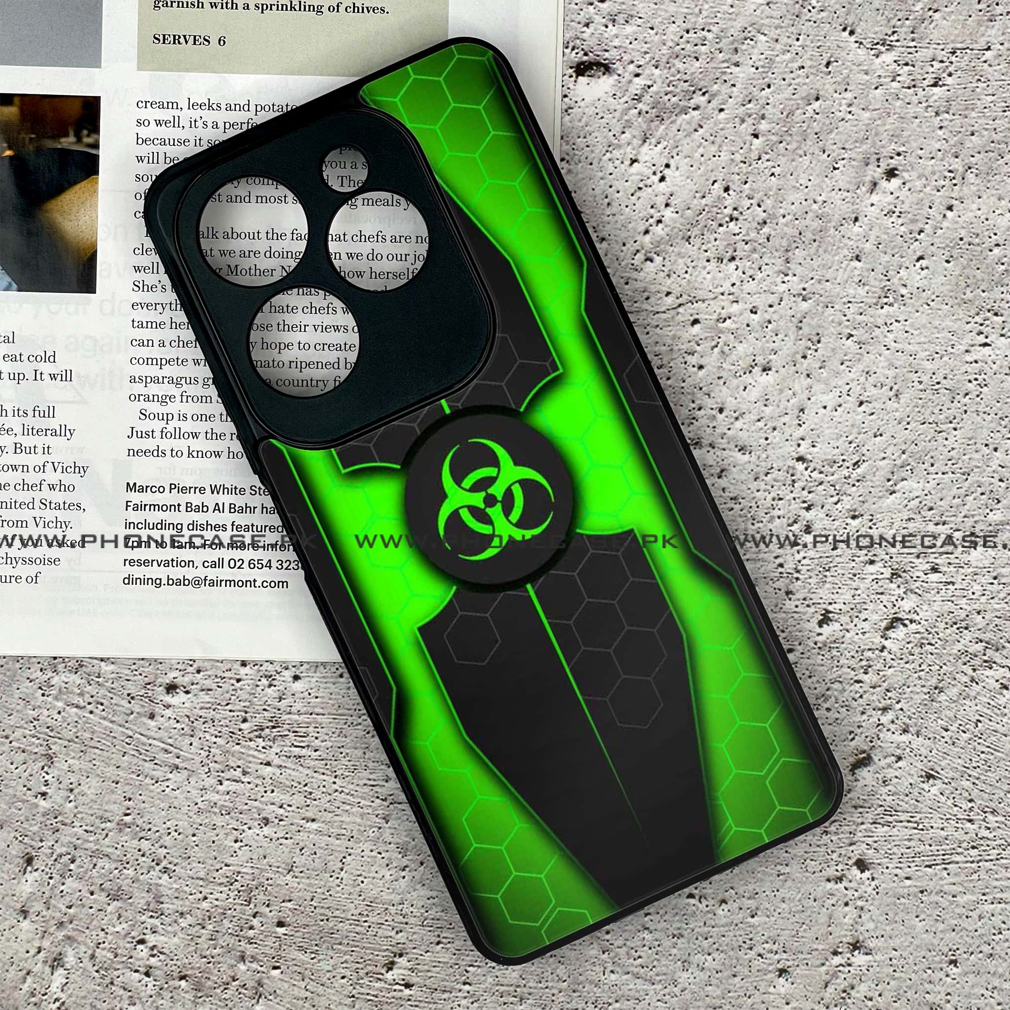 Infinix Hot 40 Pro - Biohazard Sign Series - Premium Printed Glass soft Bumper shock Proof Case