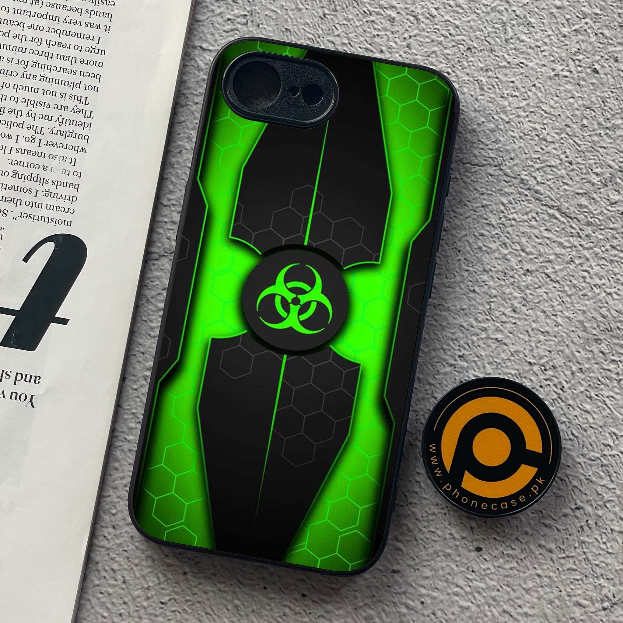iPhone 16e - Biohazard Sign Series - Premium Metal  Printed soft Bumper shock Proof Case