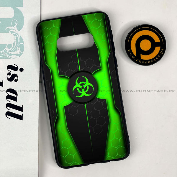 Galaxy S10e - Biohazard Sign Design 3 - Premium Printed Glass soft Bumper shock Proof Case CS-40152