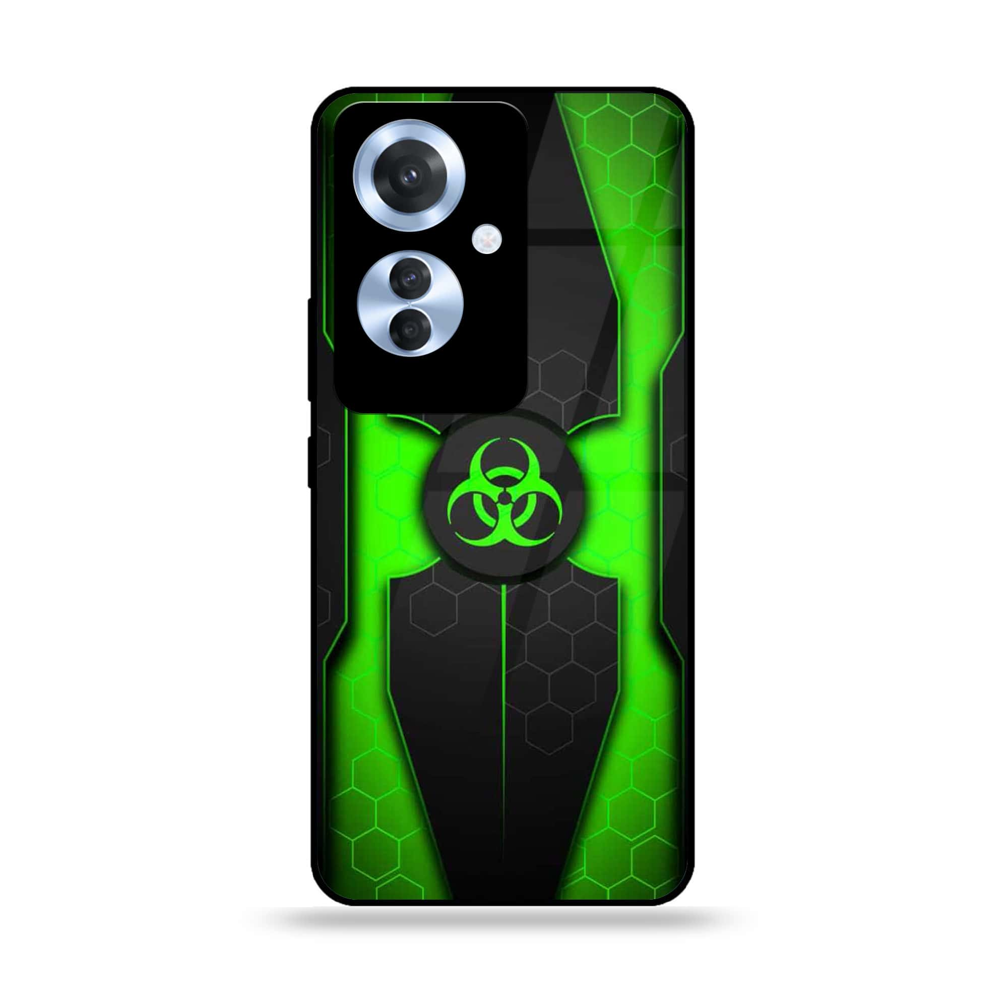 Oppo Reno 11F - Biohazard Sign Series - Premium Printed Glass soft Bumper shock Proof Case