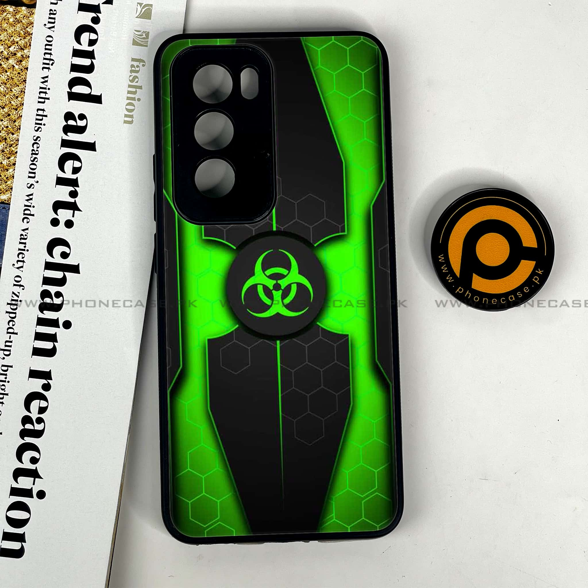 Oppo Reno 12 5G - Biohazard Sign Series - Premium Printed Glass soft Bumper shock Proof Case