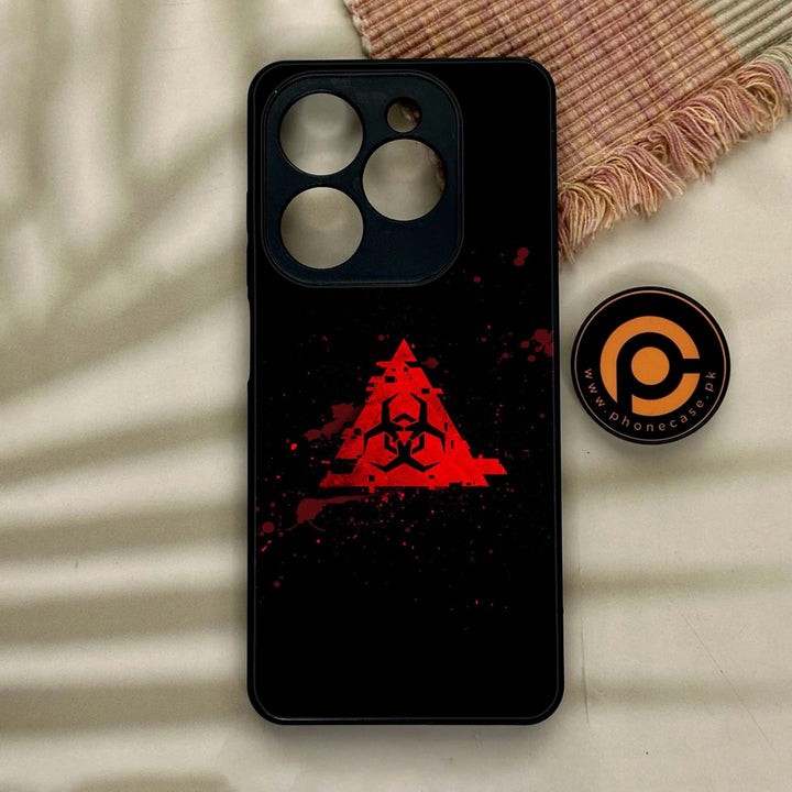 Tecno Spark GO 2024/ Smart 8/ Spark 20/ 20c/ Pop 8/ Hot 40i - Biohazard Sign Design 4 - Premium Metal Printed soft Bumper shock Proof Case CS-18216