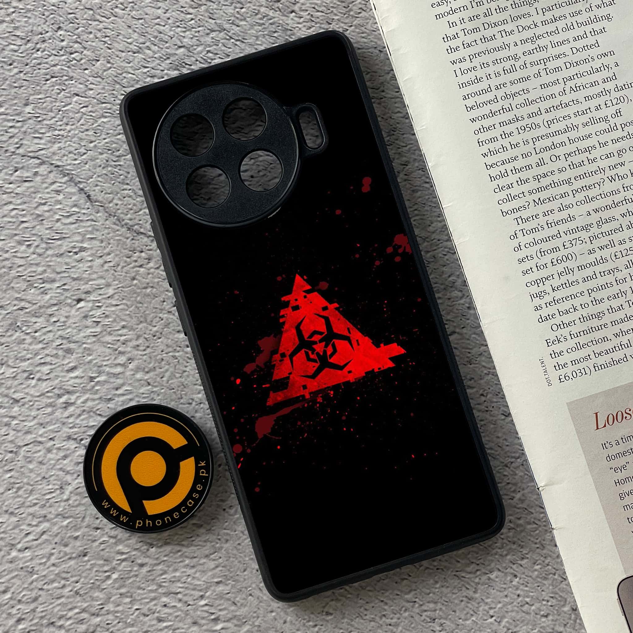 Tecno Spark 20 pro plus - Biohazard Sign Series - Premium Printed Glass soft Bumper shock Proof Case