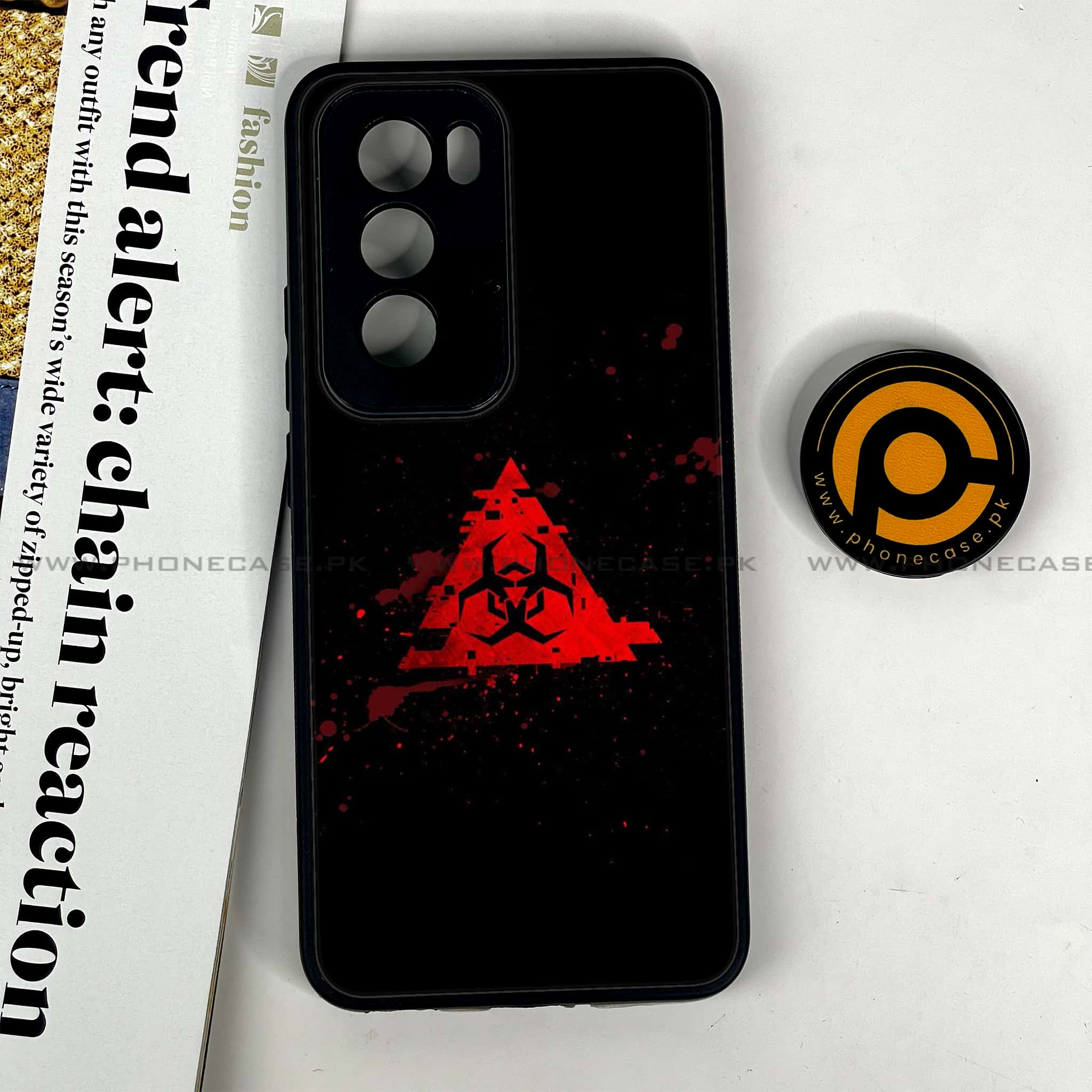 Oppo Reno 12 5G - Biohazard Sign Series - Premium Printed Glass soft Bumper shock Proof Case