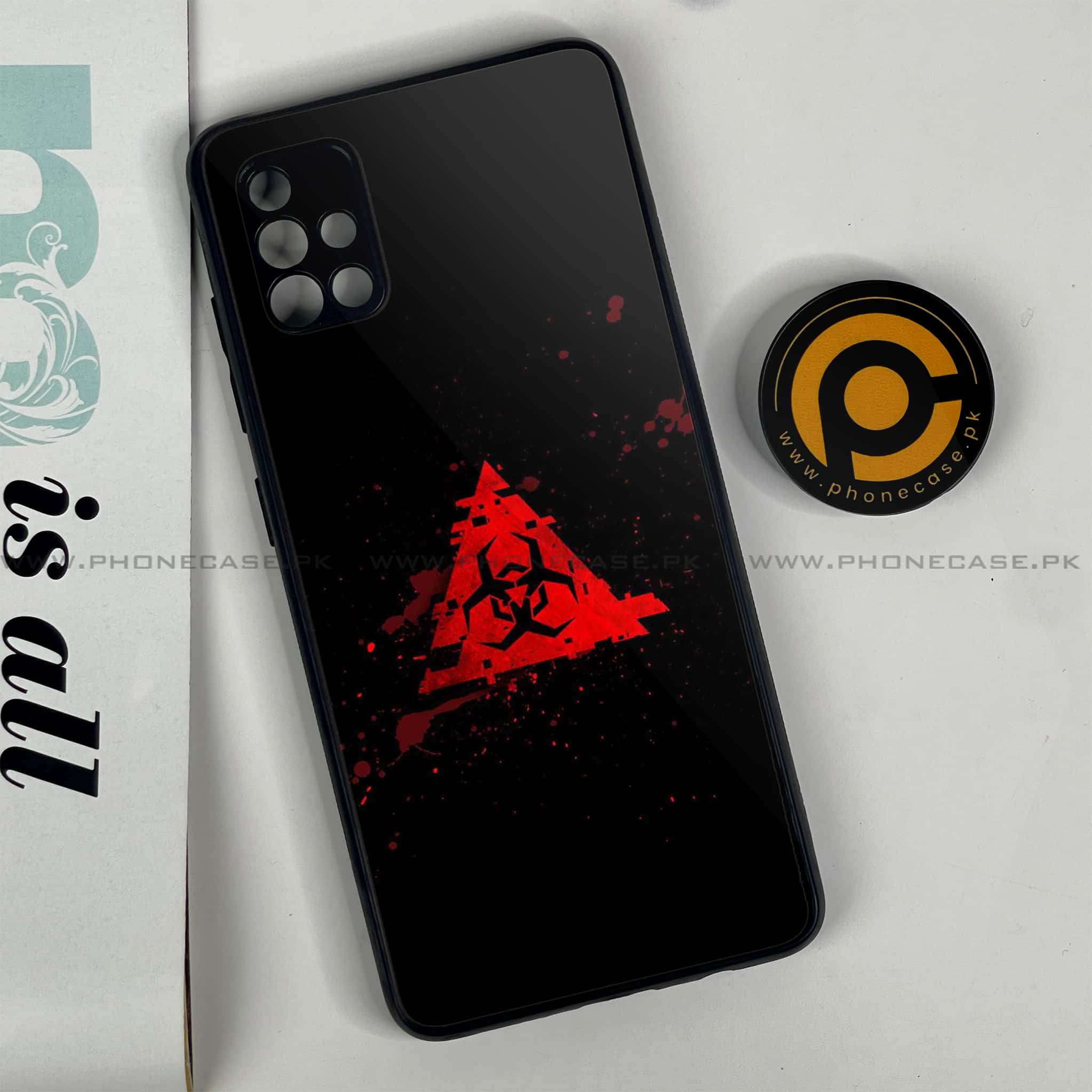 Samsung Galaxy A51 Biohazard Sign Series Premium Printed Glass soft Bumper shock Proof Case