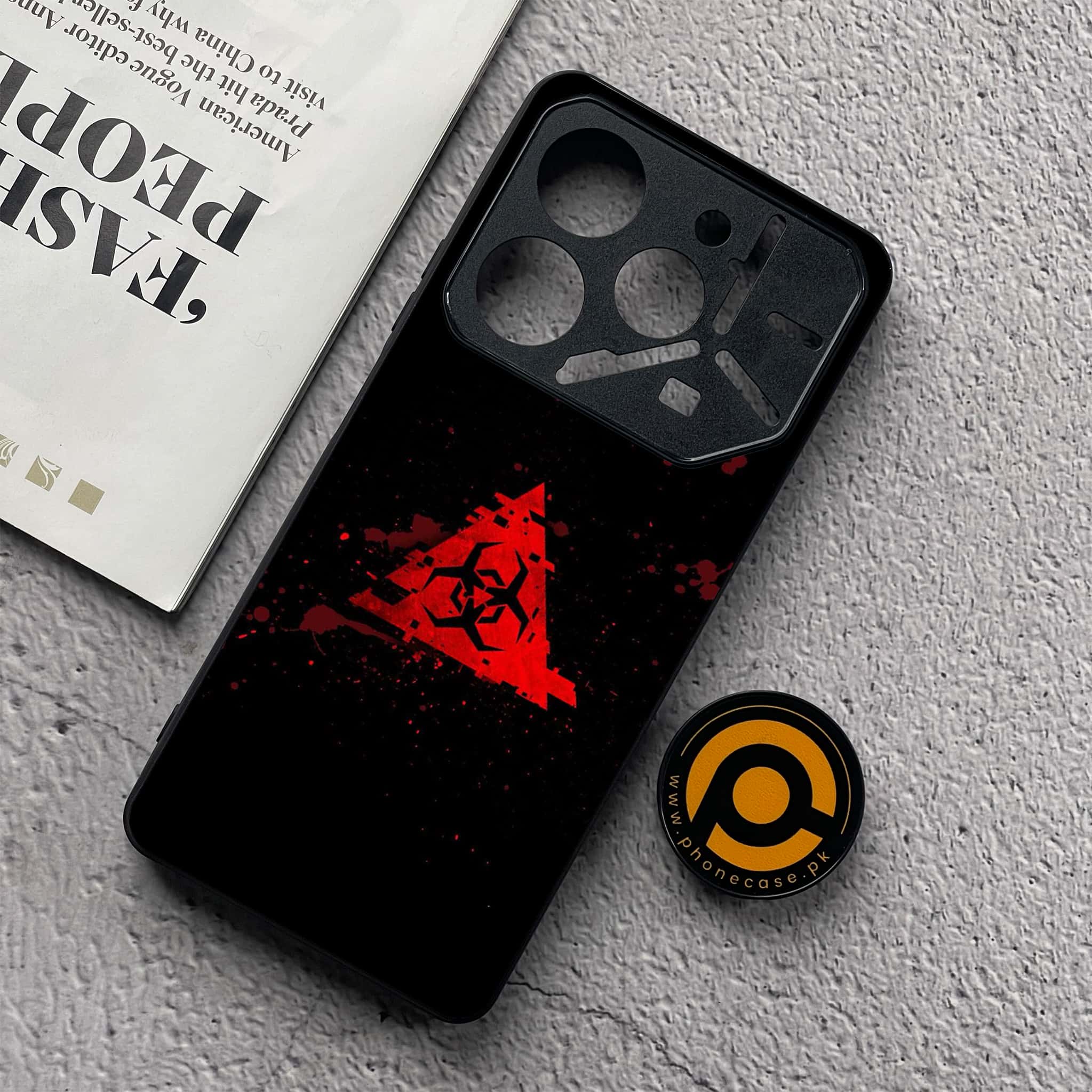 Tecno Pova 6 Neo - Biohazard Sign Series - Premium Metal  Printed soft Bumper shock Proof Case