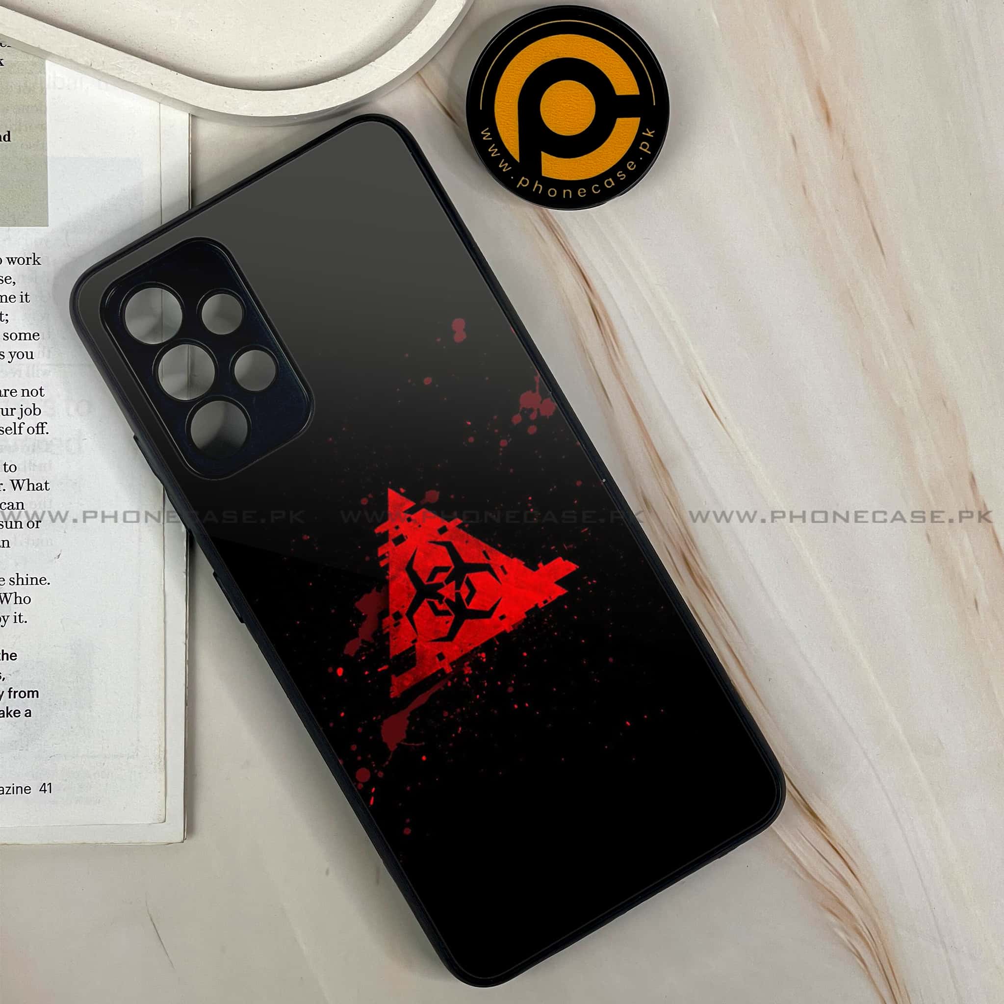 Samsung Galaxy A13-  Biohazard Sign Series - Premium Printed Glass soft Bumper shock Proof Case