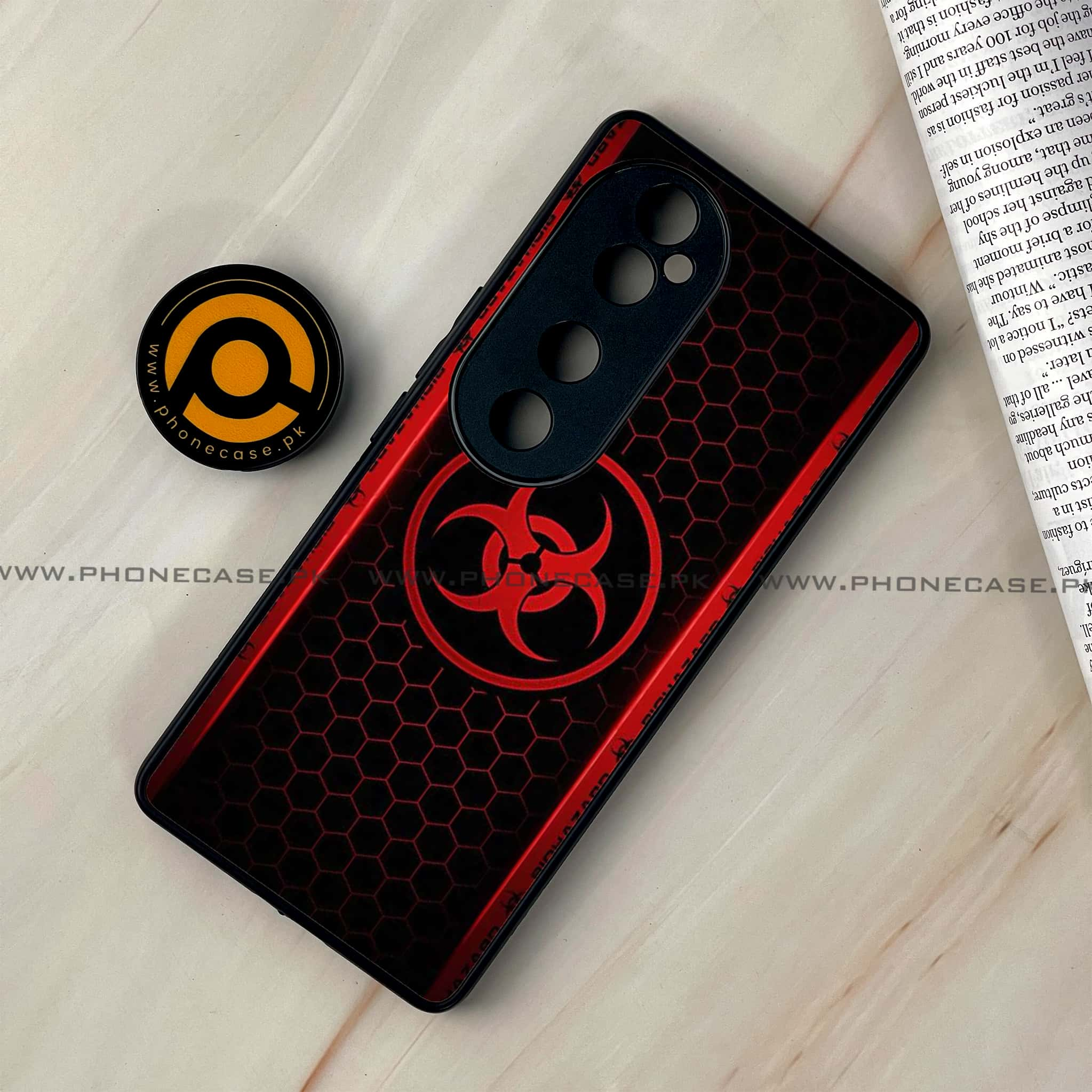 Vivo V40 - Biohazard Sign Series - Premium Printed Glass soft Bumper shock Proof Case