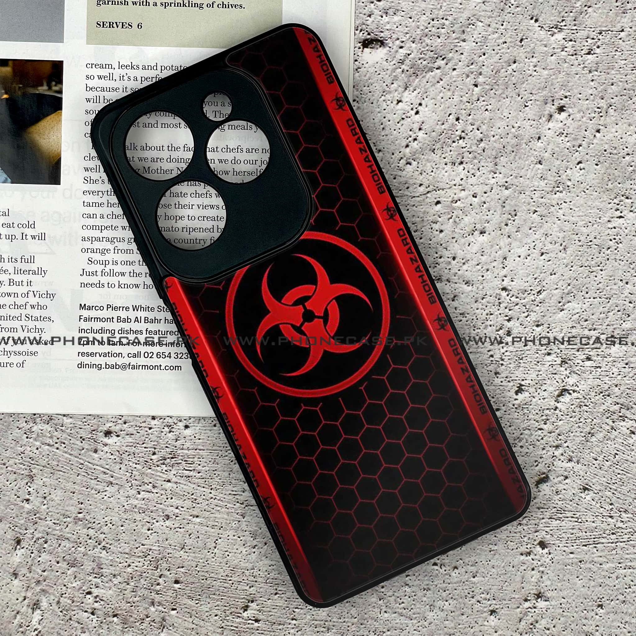 Infinix Hot 40 - Biohazard Sign Series - Premium Printed Glass soft Bumper shock Proof Case