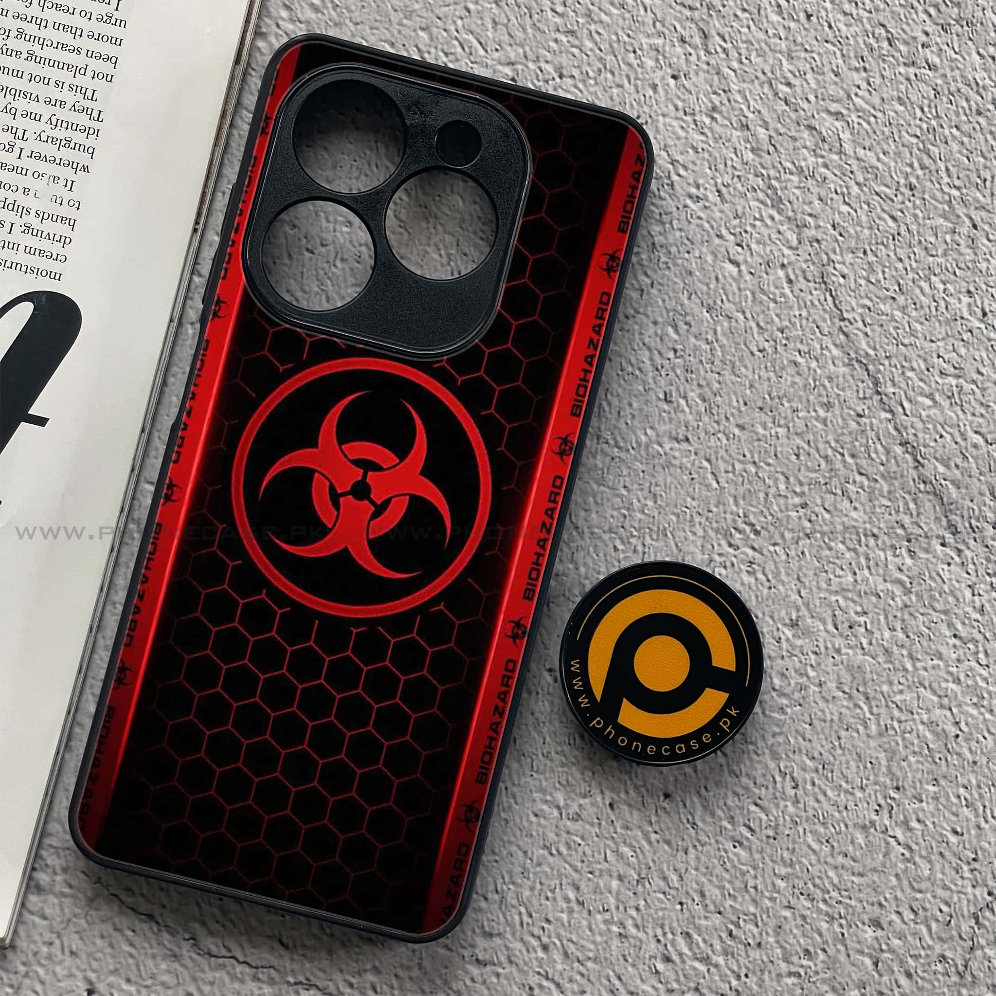 Tecno Spark 20C - Biohazard Sign Series - Premium Printed Glass soft Bumper shock Proof Case