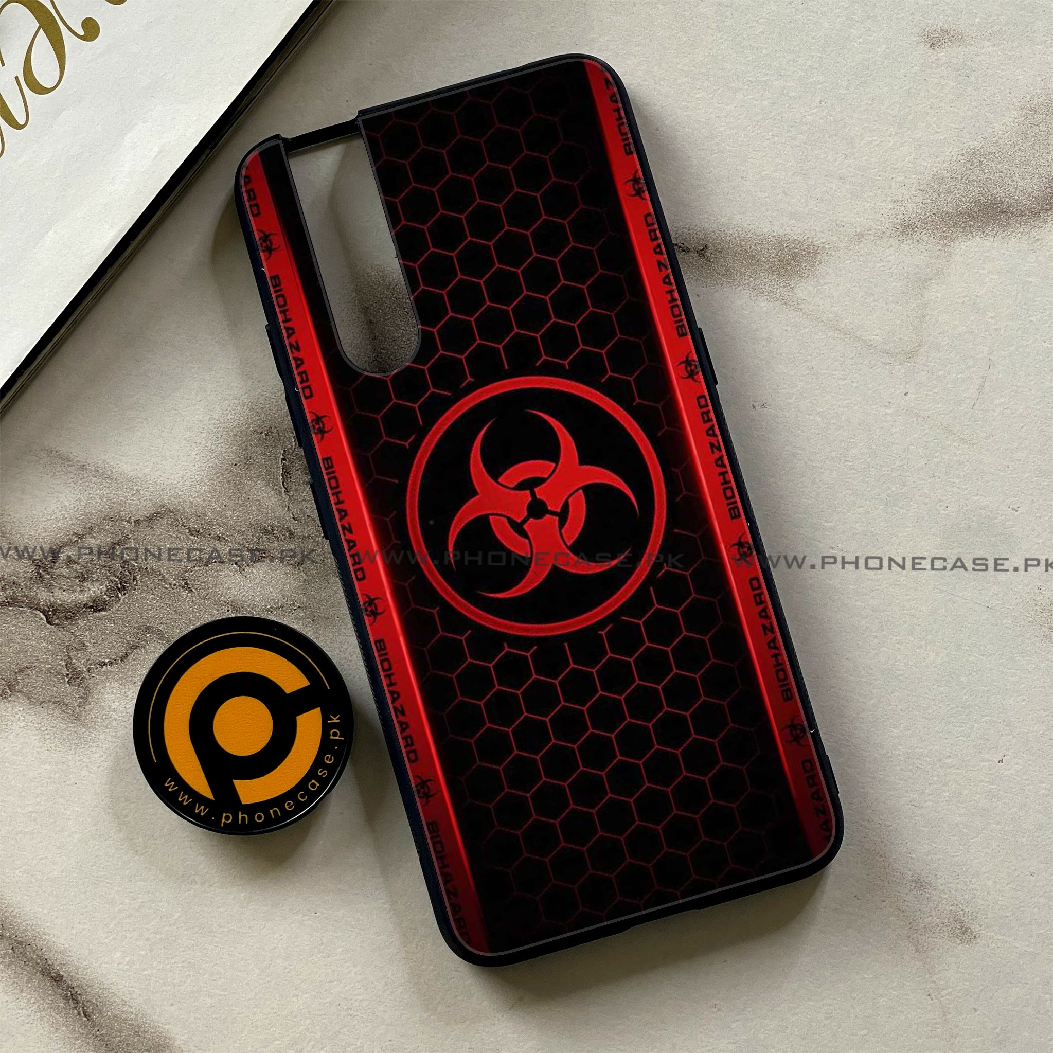 Vivo V15 Pro - Biohazard Sign Series - Premium Printed Glass soft Bumper shock Proof Case