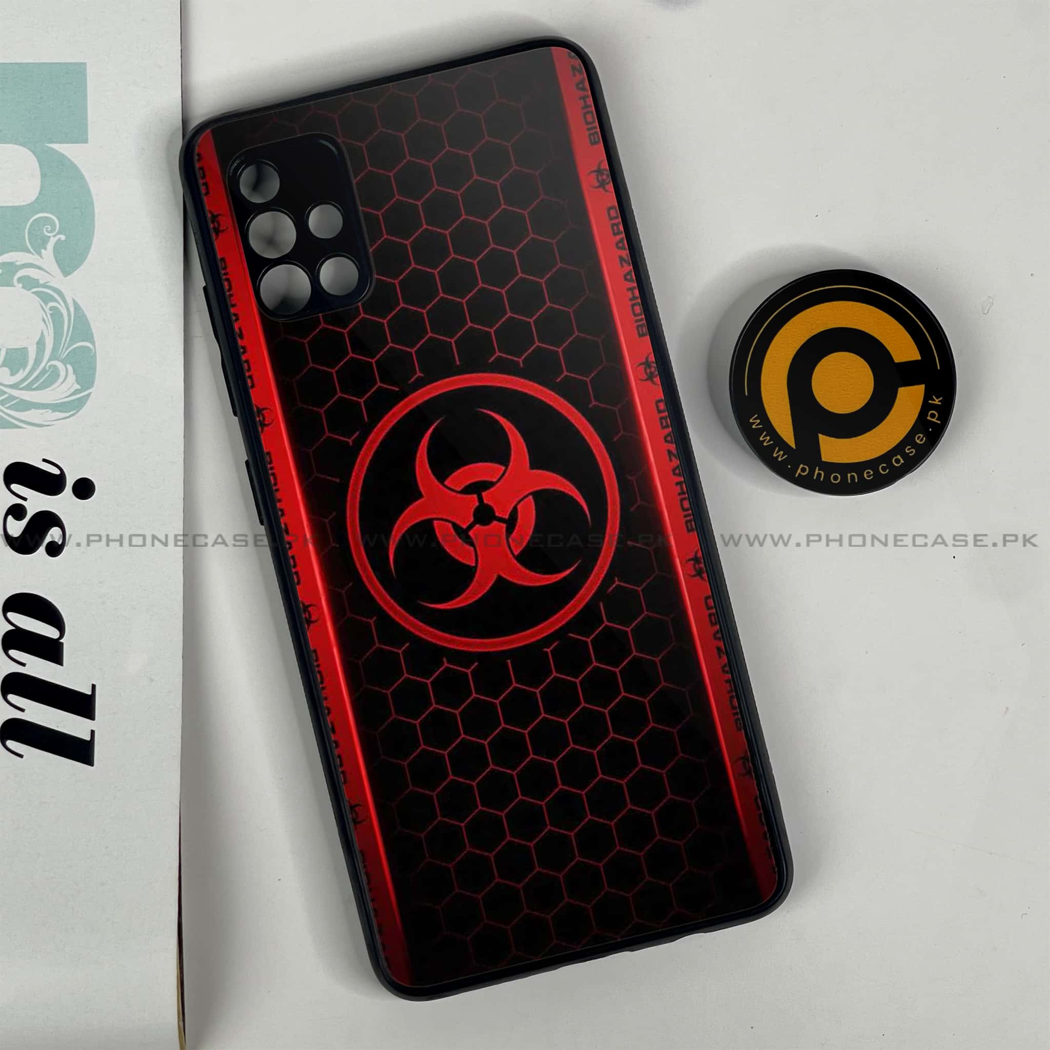 Samsung Galaxy A51 Biohazard Sign Series Premium Printed Glass soft Bumper shock Proof Case