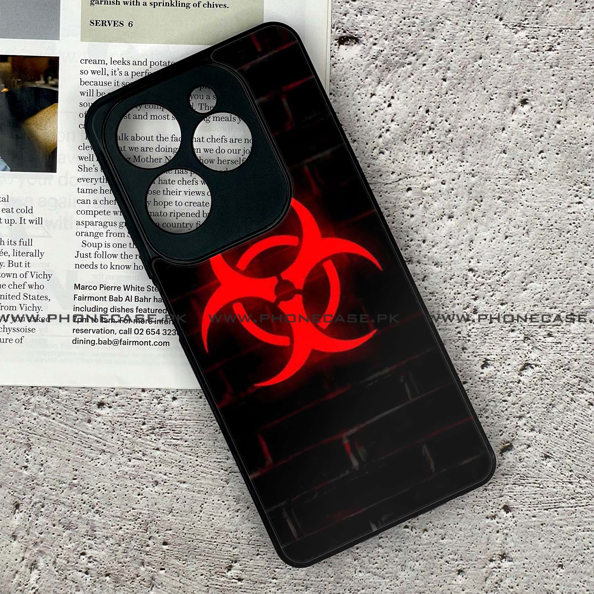 Infinix Hot 40 - Biohazard Sign Series - Premium Printed Glass soft Bumper shock Proof Case