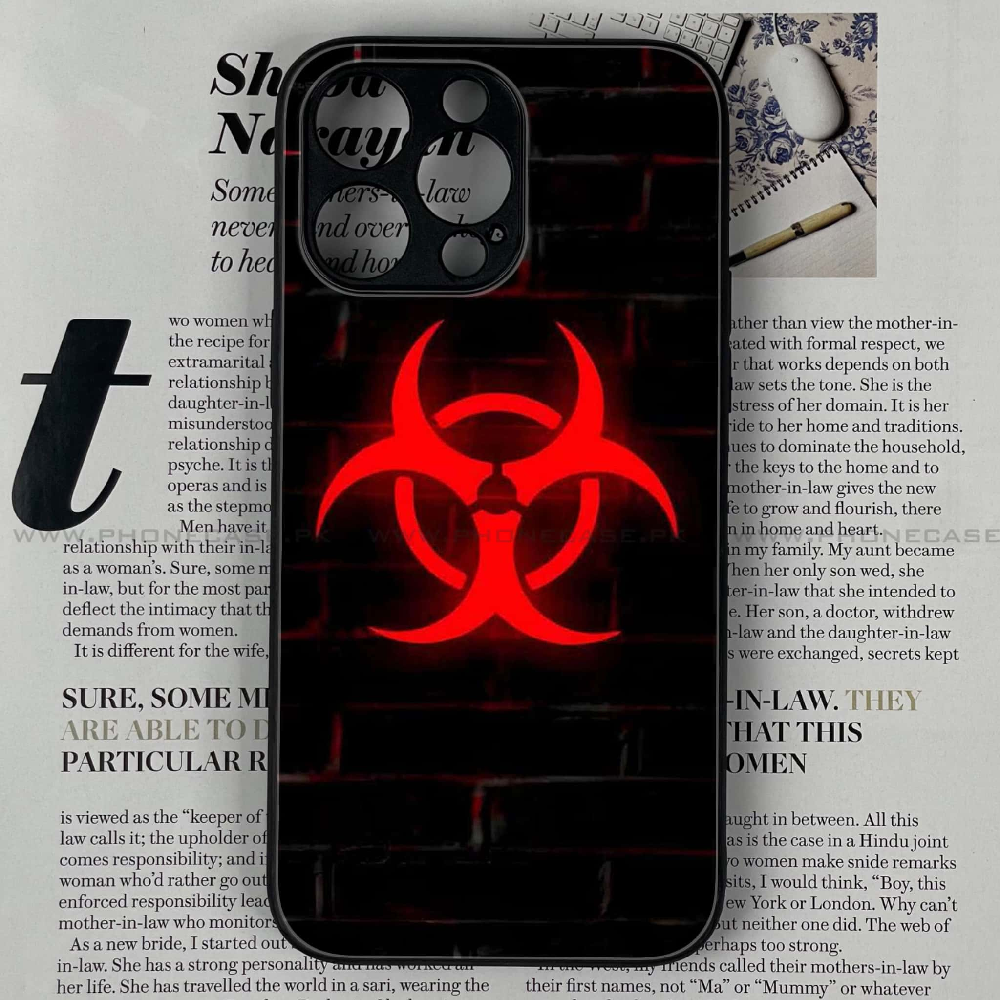 iPhone 16 Pro Max - Biohazard Sign Series - Premium Printed Glass soft Bumper shock Proof Case