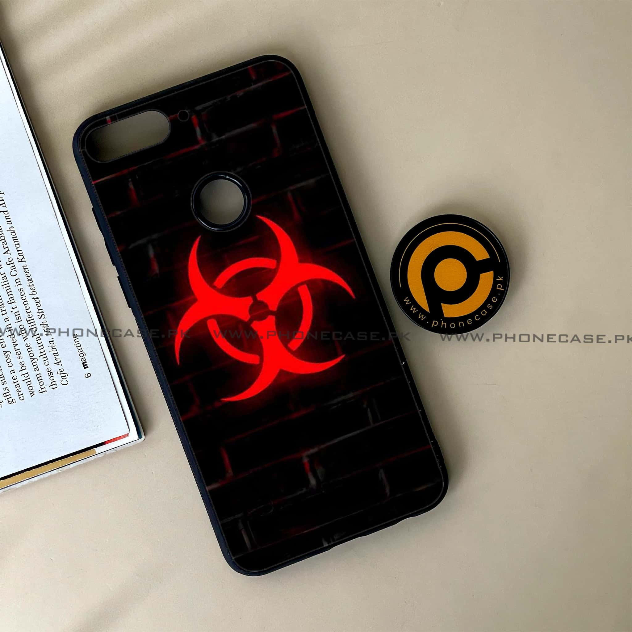 Huawei Y7 Prime (2018) - Biohazard Sign Series - Premium Printed Glass soft Bumper shock Proof Case