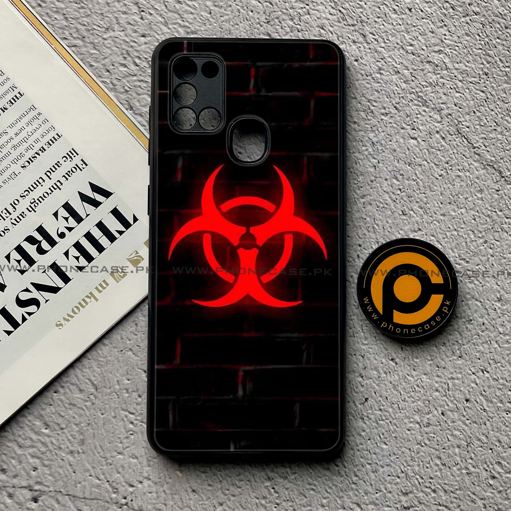 Samsung Galaxy A21s - Biohazard Sign Series - Premium Printed Glass soft Bumper shock Proof Case