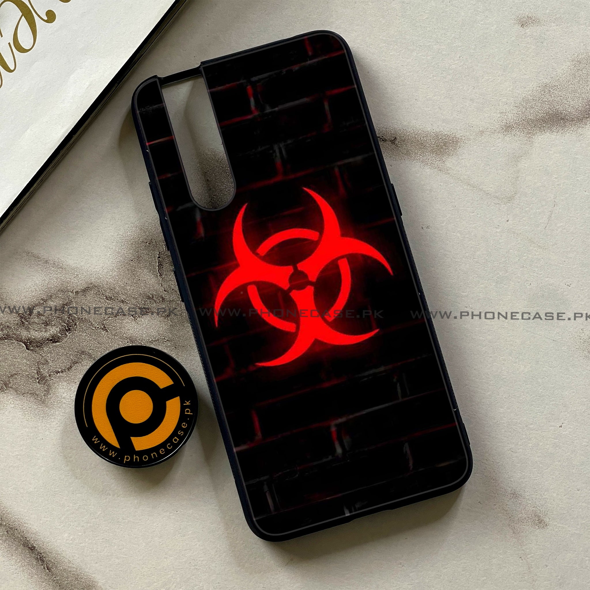 Vivo V15 Pro - Biohazard Sign Series - Premium Printed Glass soft Bumper shock Proof Case