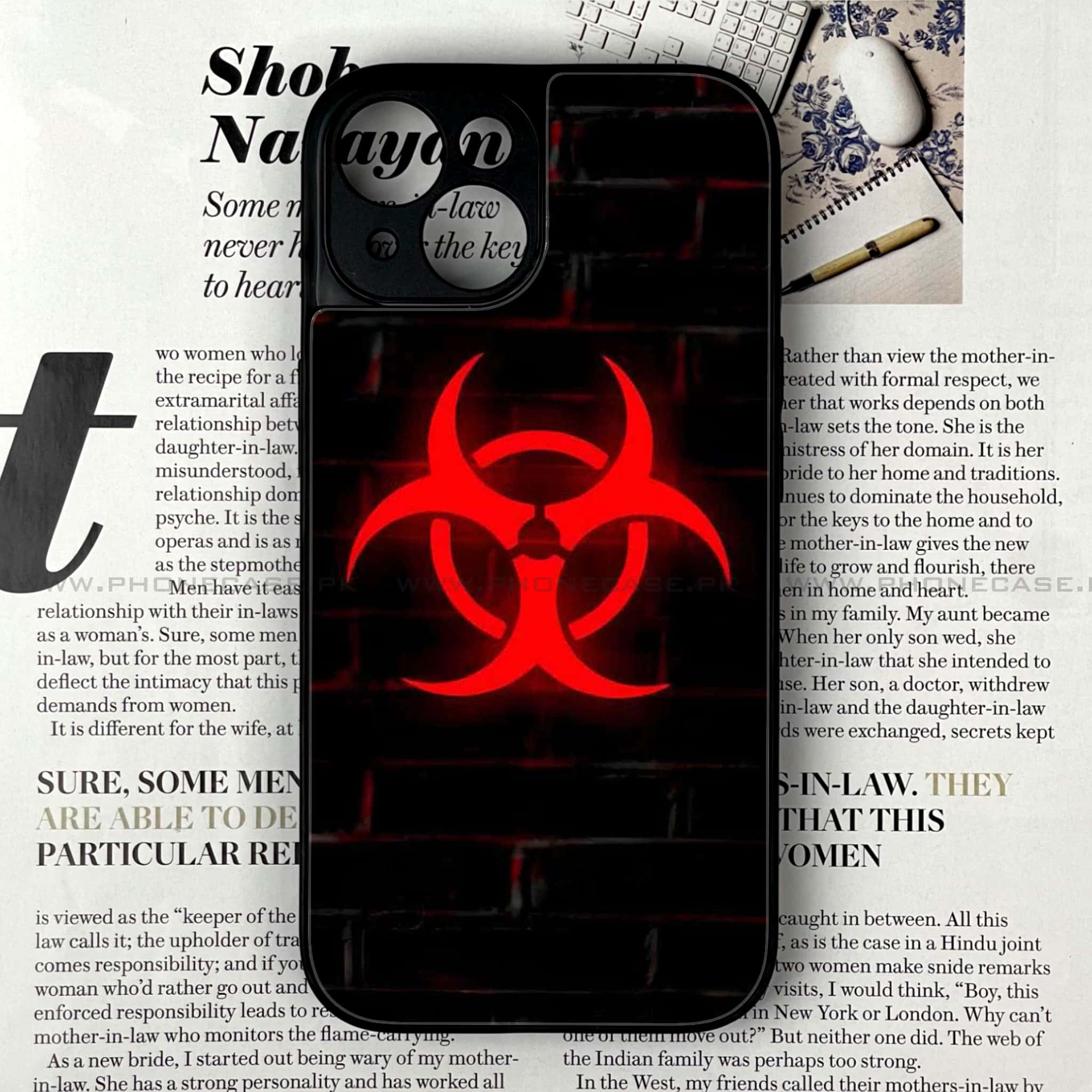 iPhone 15 - Biohazard Sign Series - Premium Printed Glass soft Bumper shock Proof Case