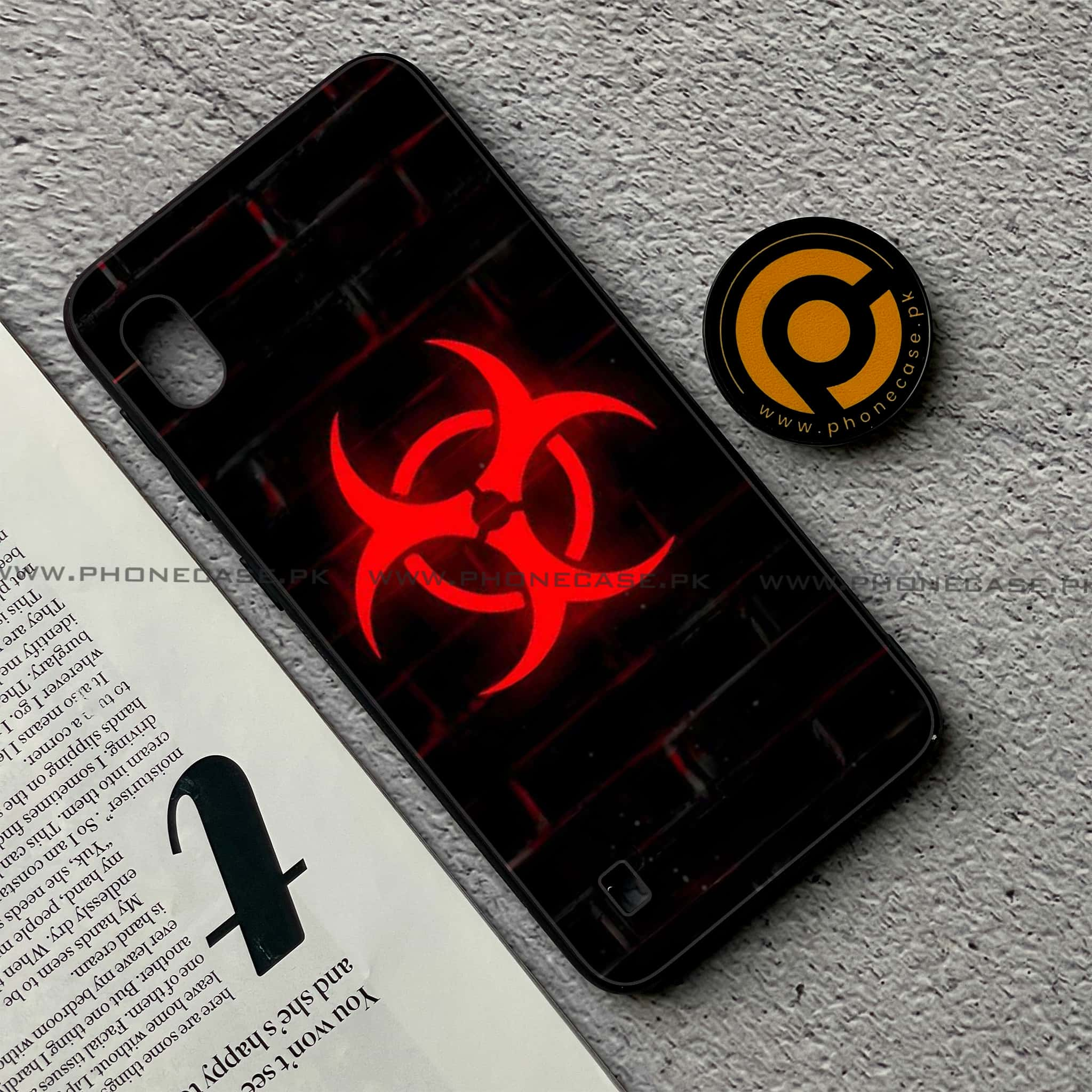 Samsung Galaxy A10 - Biohazard Sign Series - Premium Printed Glass soft Bumper shock Proof Case