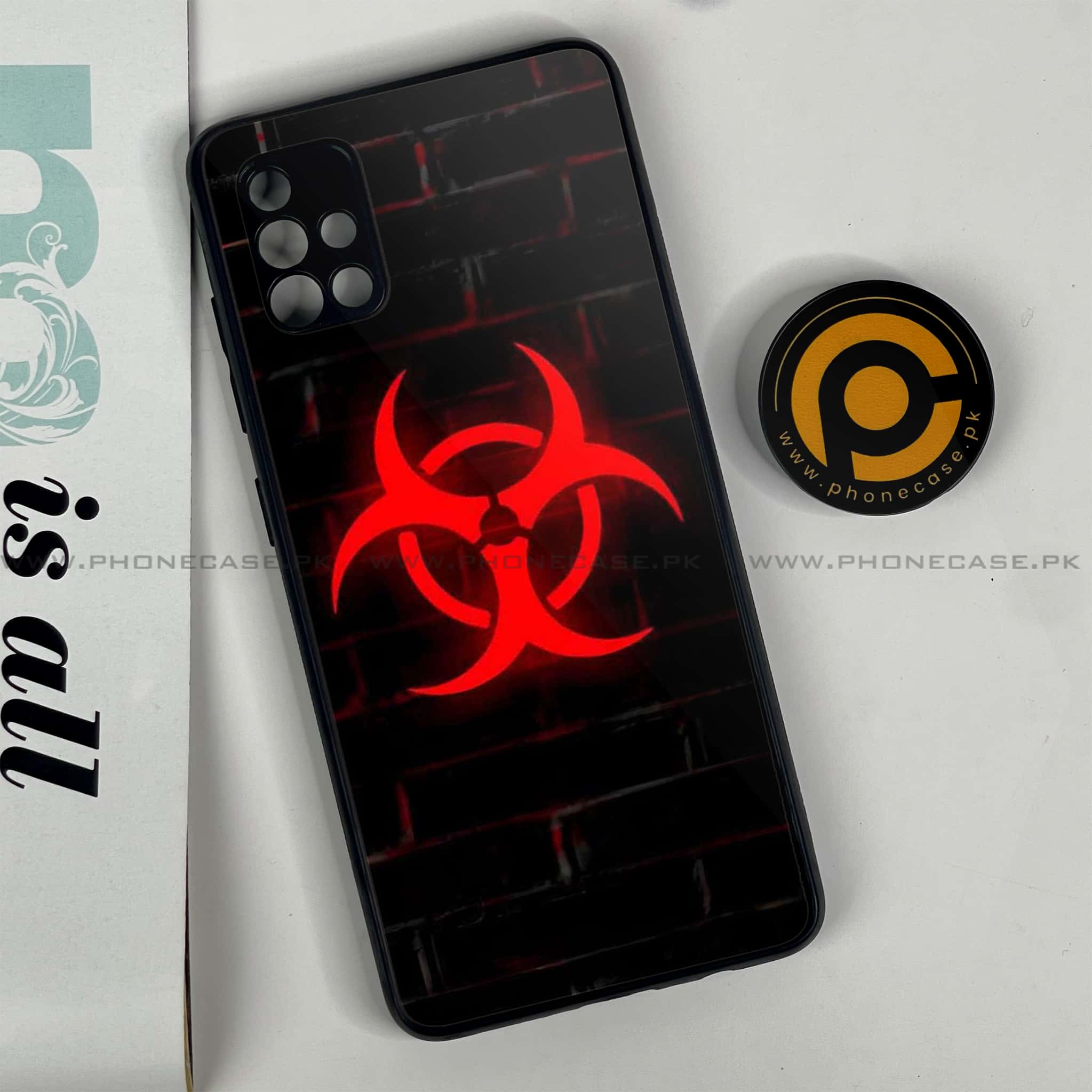 Samsung Galaxy A51 Biohazard Sign Series Premium Printed Glass soft Bumper shock Proof Case