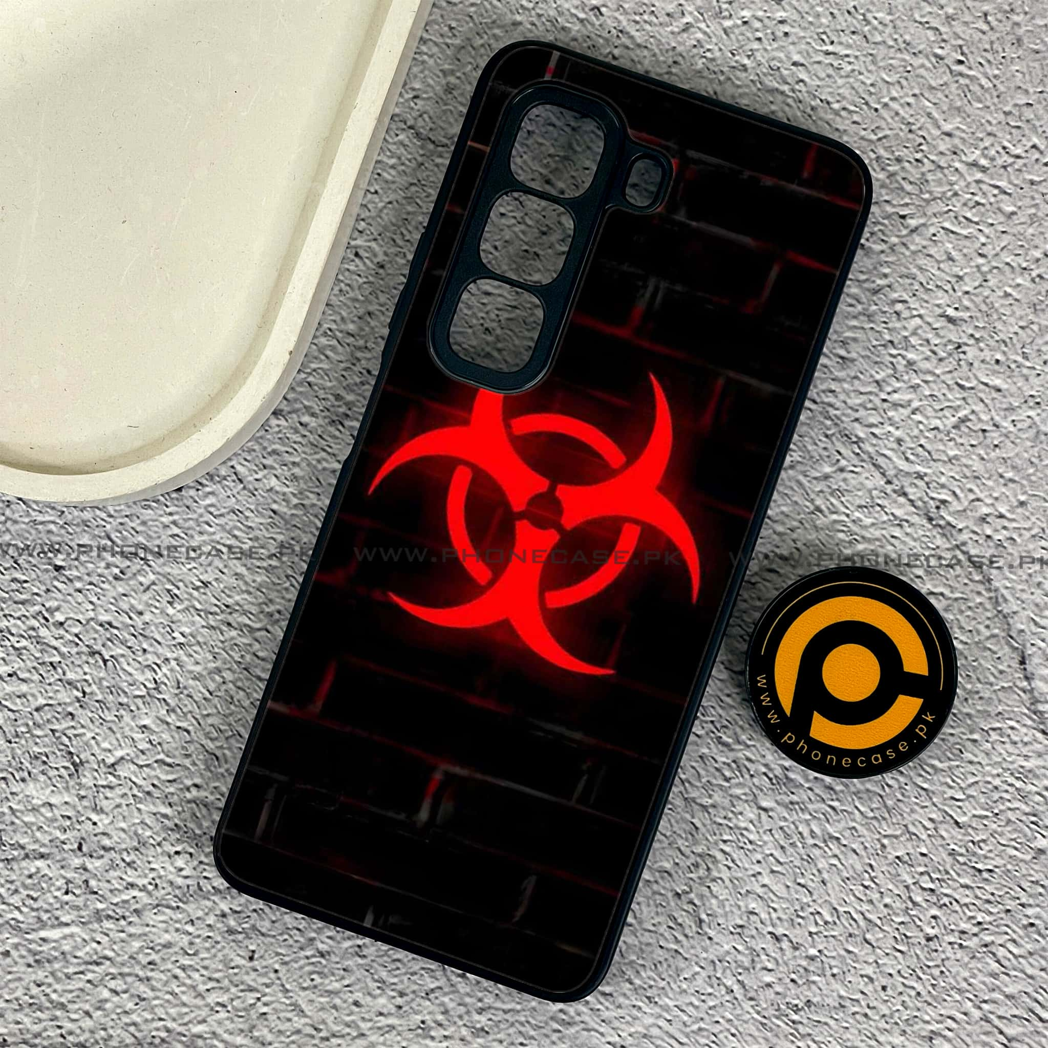 Infinix Hot 50 Pro - Biohazard Sign Series - Premium Printed Glass soft Bumper shock Proof Case