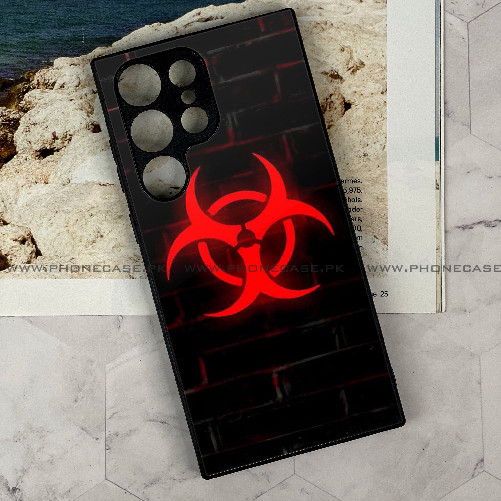 Samsung Galaxy S23 Ultra - Biohazard Sign- Premium Printed Glass soft Bumper shock Proof Case