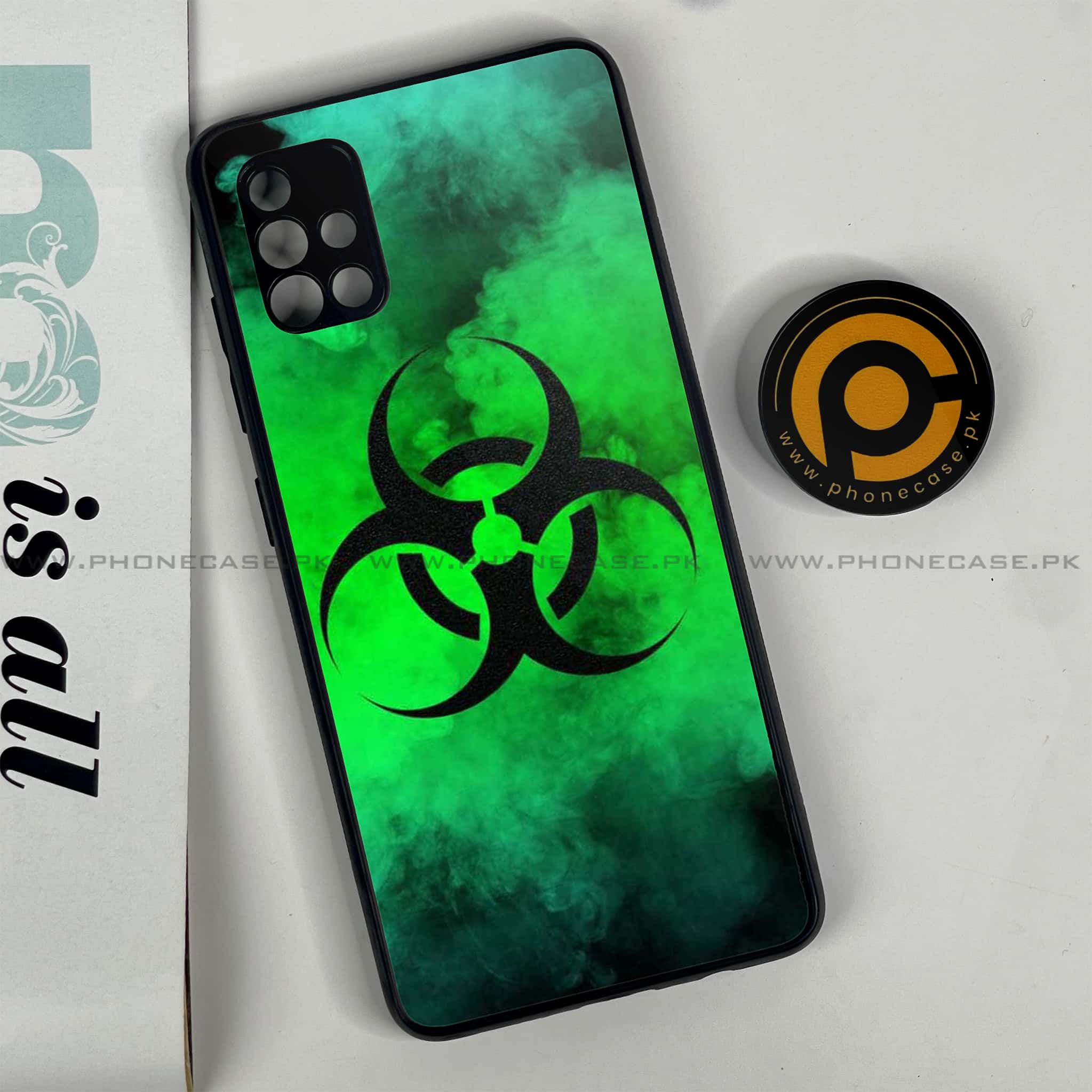 Samsung Galaxy A51 Biohazard Sign Series Premium Printed Glass soft Bumper shock Proof Case