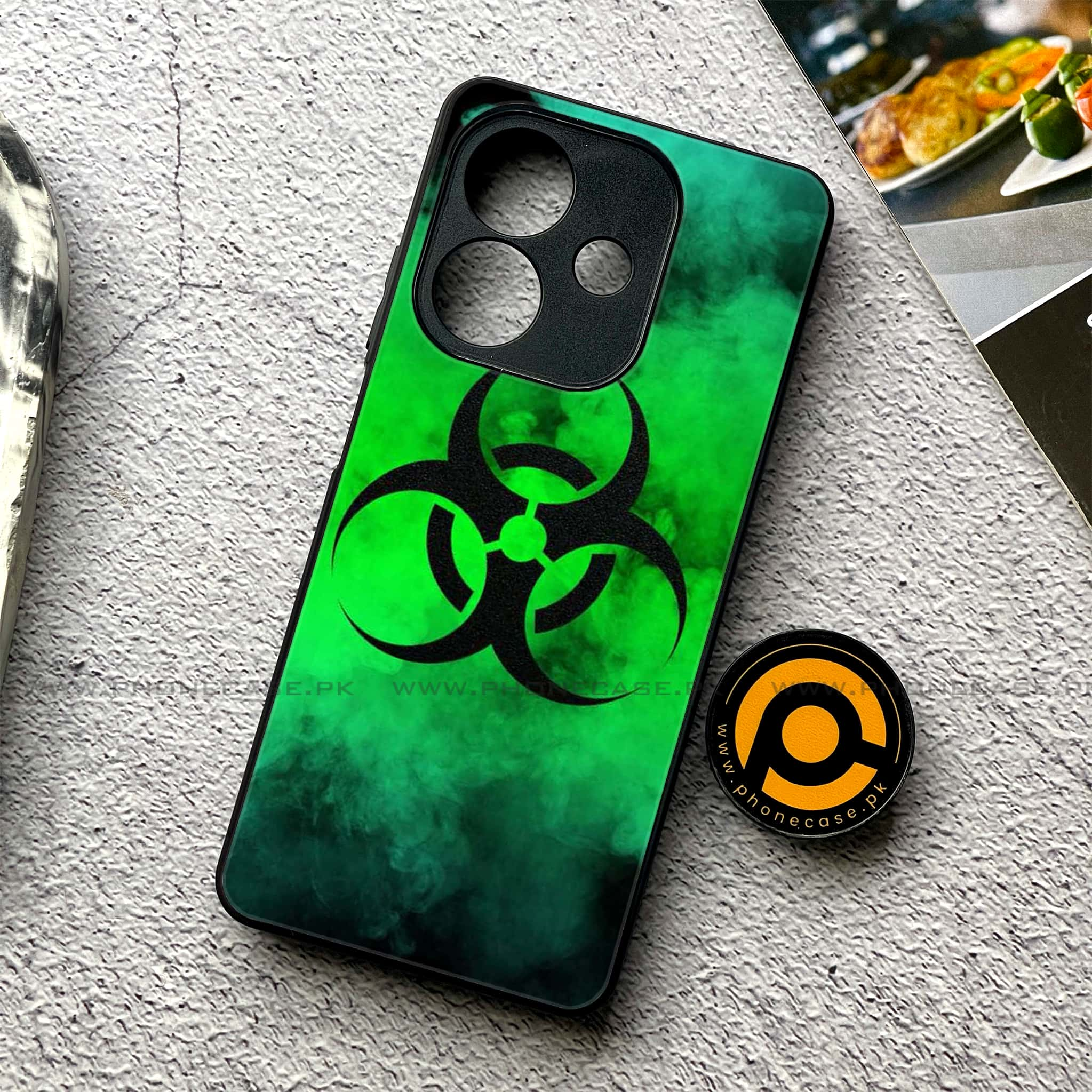 Oppo A3x - Biohazard Sign Series - Premium Printed Glass soft Bumper shock Proof Case