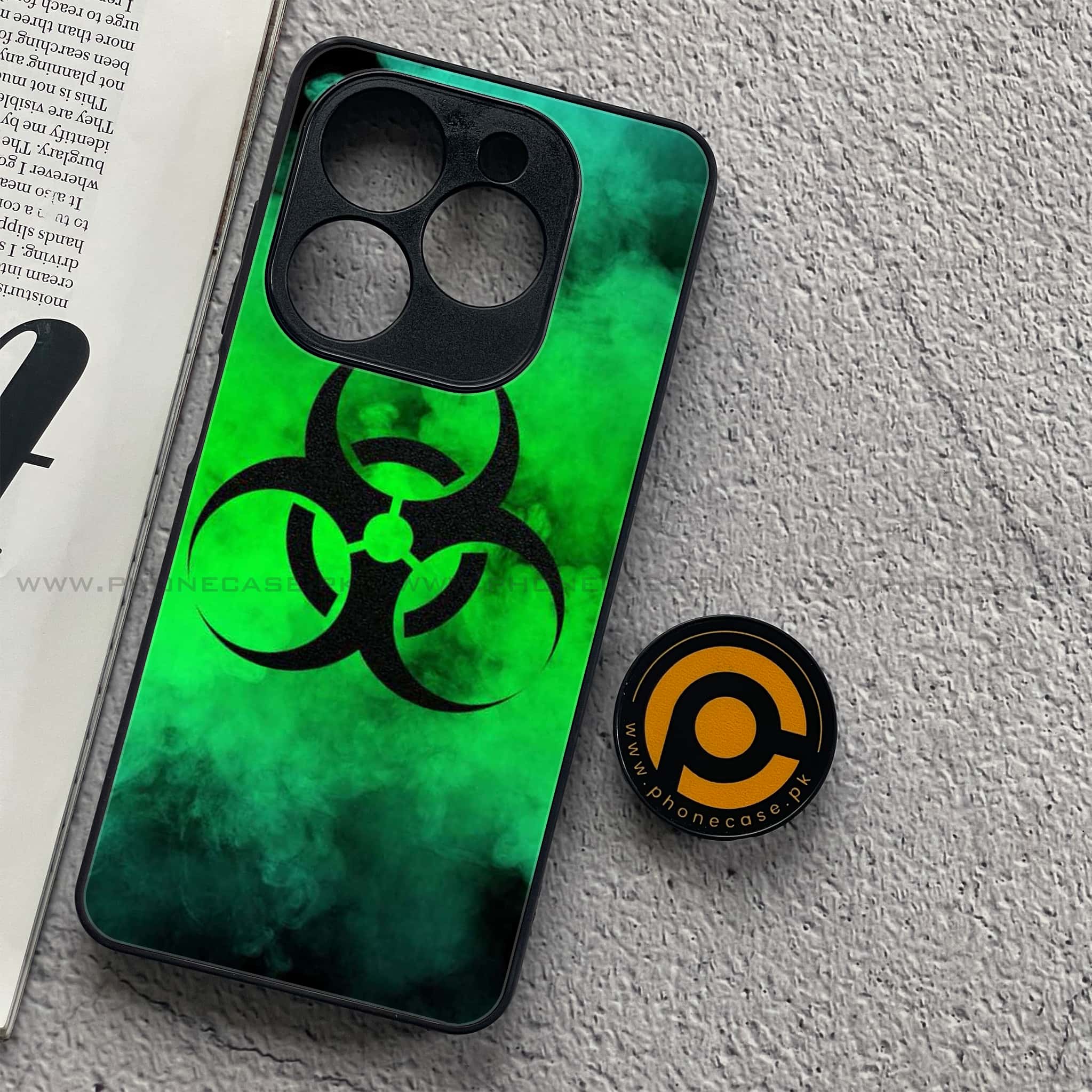 Tecno Spark 20C - Biohazard Sign Series - Premium Printed Glass soft Bumper shock Proof Case