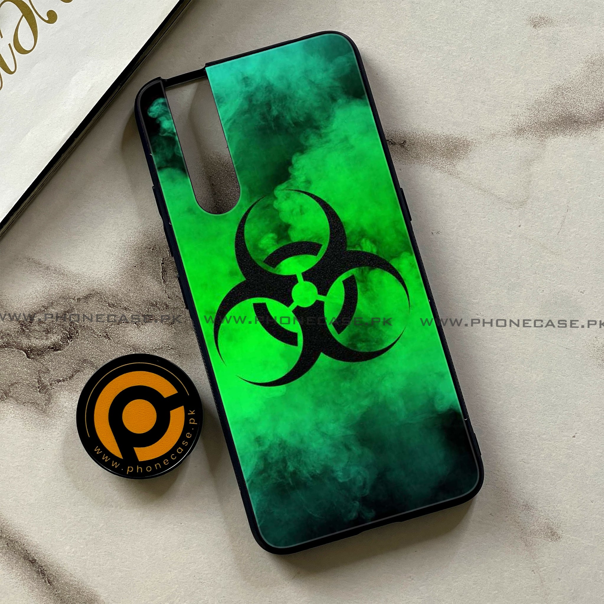 Vivo V15 Pro - Biohazard Sign Series - Premium Printed Glass soft Bumper shock Proof Case