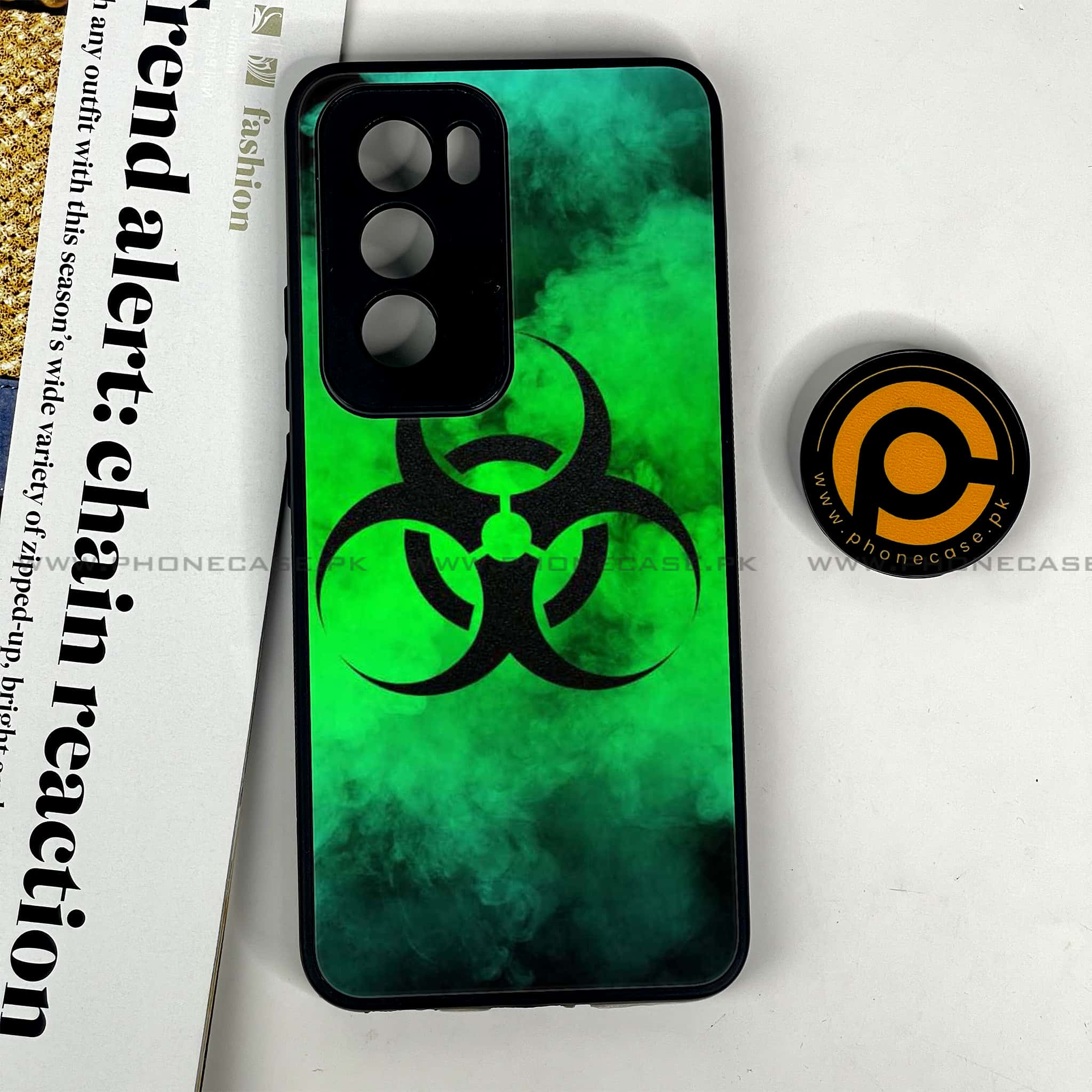 Oppo Reno 12 5G - Biohazard Sign Series - Premium Printed Glass soft Bumper shock Proof Case