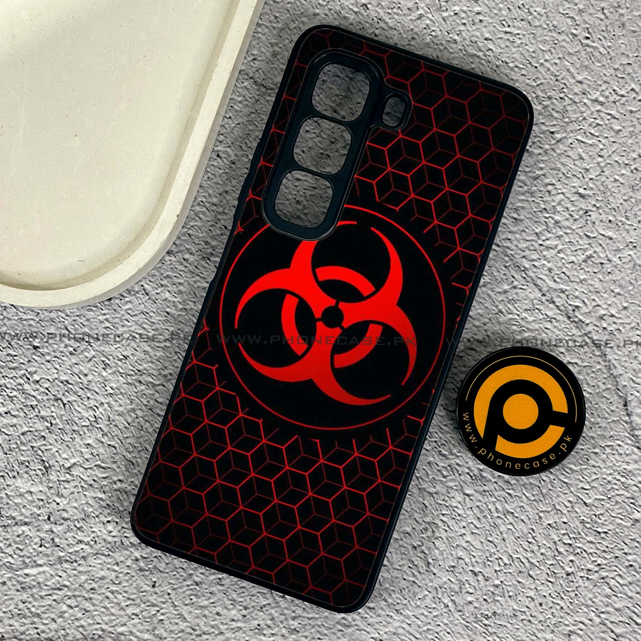 Infinix Hot 50 Pro - Biohazard Sign Series - Premium Printed Glass soft Bumper shock Proof Case