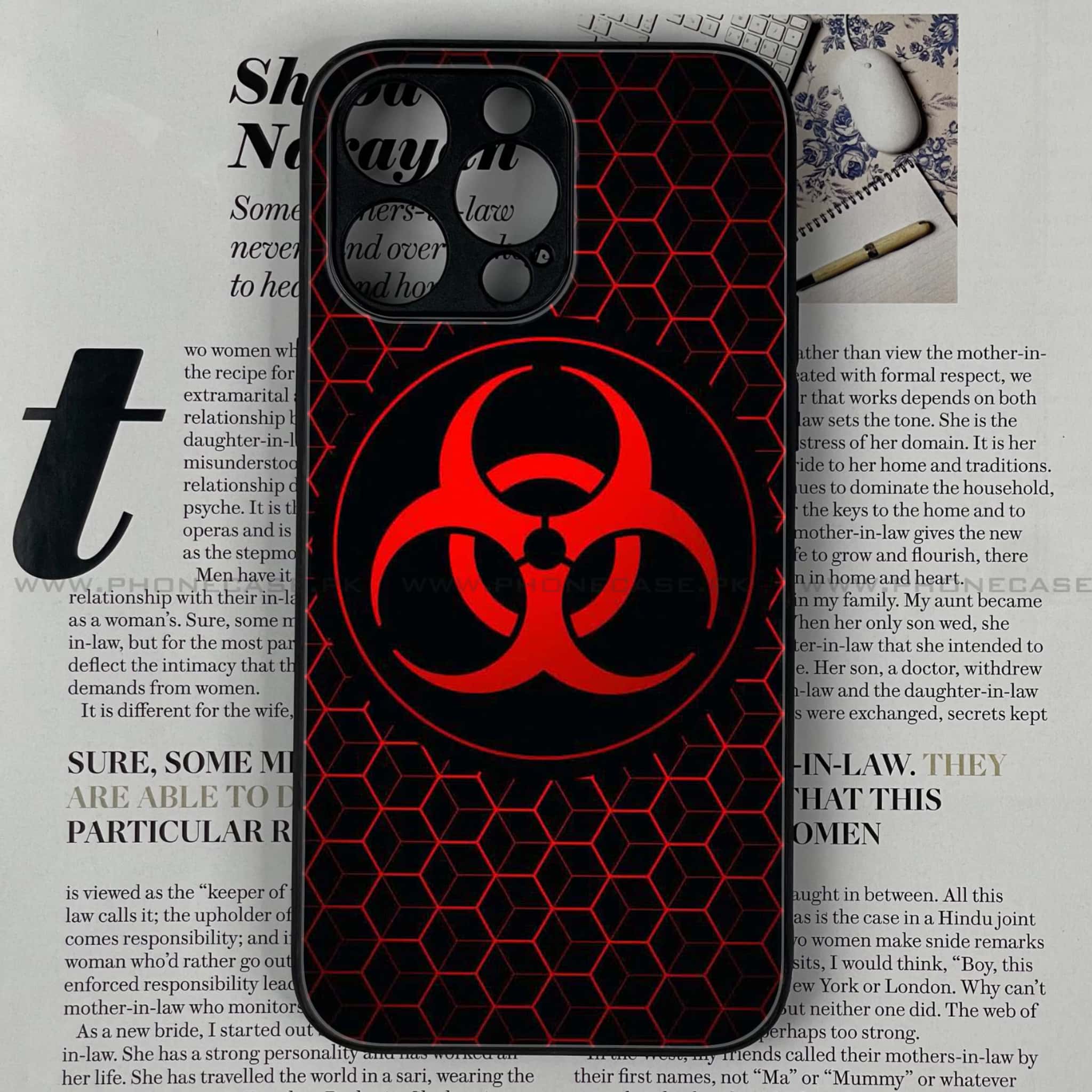 iPhone 15 Pro Max - Biohazard Sign Series - Premium Printed Glass soft Bumper shock Proof Case