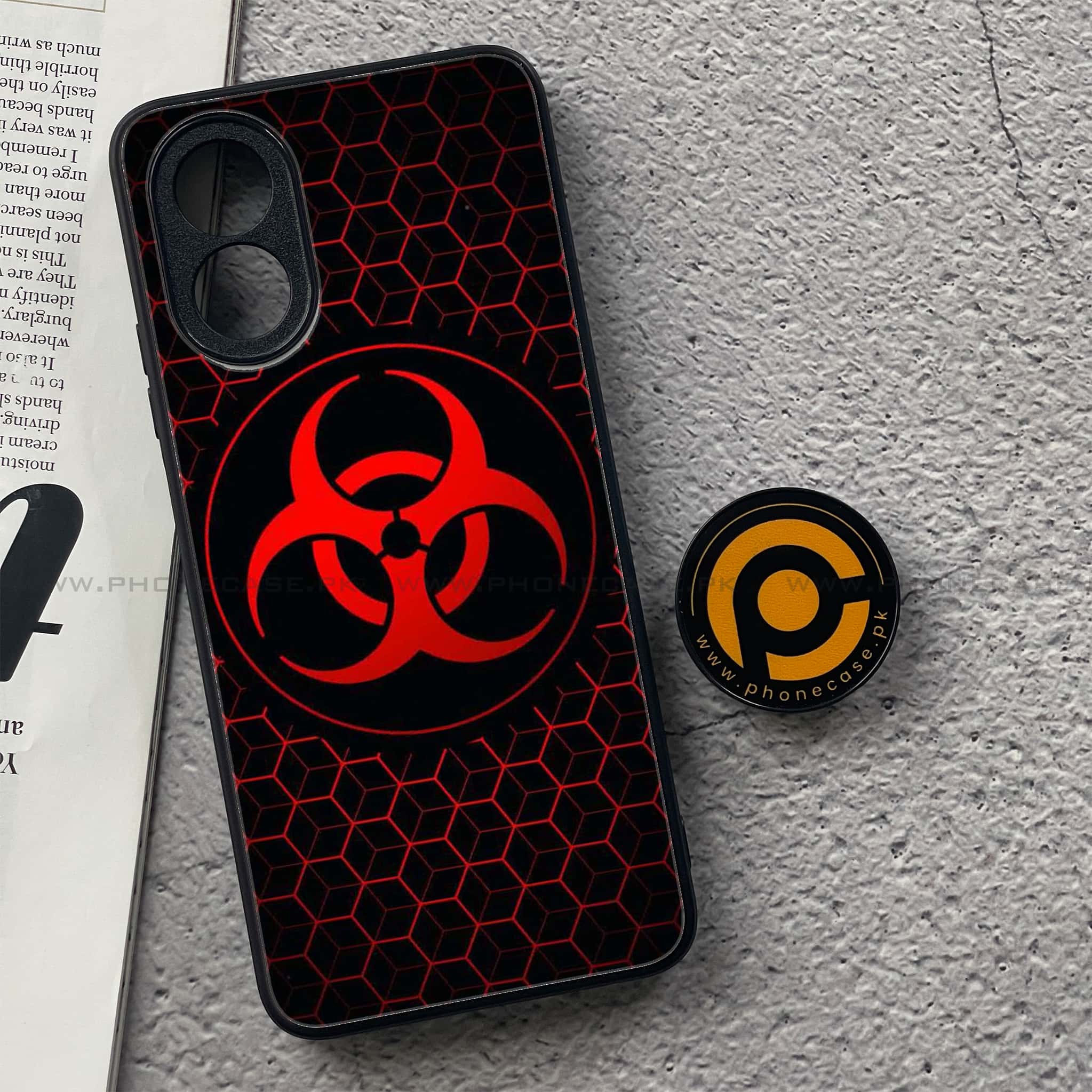Oppo A18 4G - Biohazard Sign Series - Premium Printed Glass soft Bumper shock Proof Case
