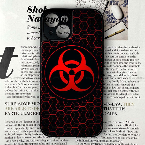 iPhone 15 - Biohazard Sign Design 8 - Premium Printed Glass soft Bumper shock Proof Case CS-14125