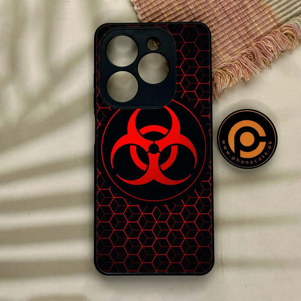 Tecno Spark GO 2024/ Smart 8/ Spark 20/ 20c/ Pop 8/ Hot 40i - Biohazard Sign Design 8 - Premium Metal Printed soft Bumper Shock Proof Case CS-7379