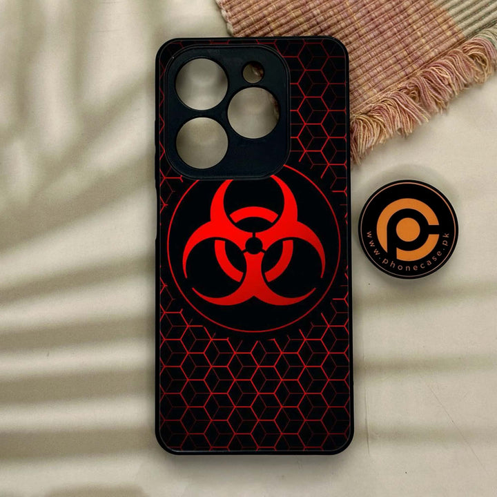 Tecno Spark GO 2024/ Smart 8/ Spark 20/ 20c/ Pop 8/ Hot 40i - Biohazard Sign Design 8 - Premium Metal Printed soft Bumper Shock Proof Case CS-7379