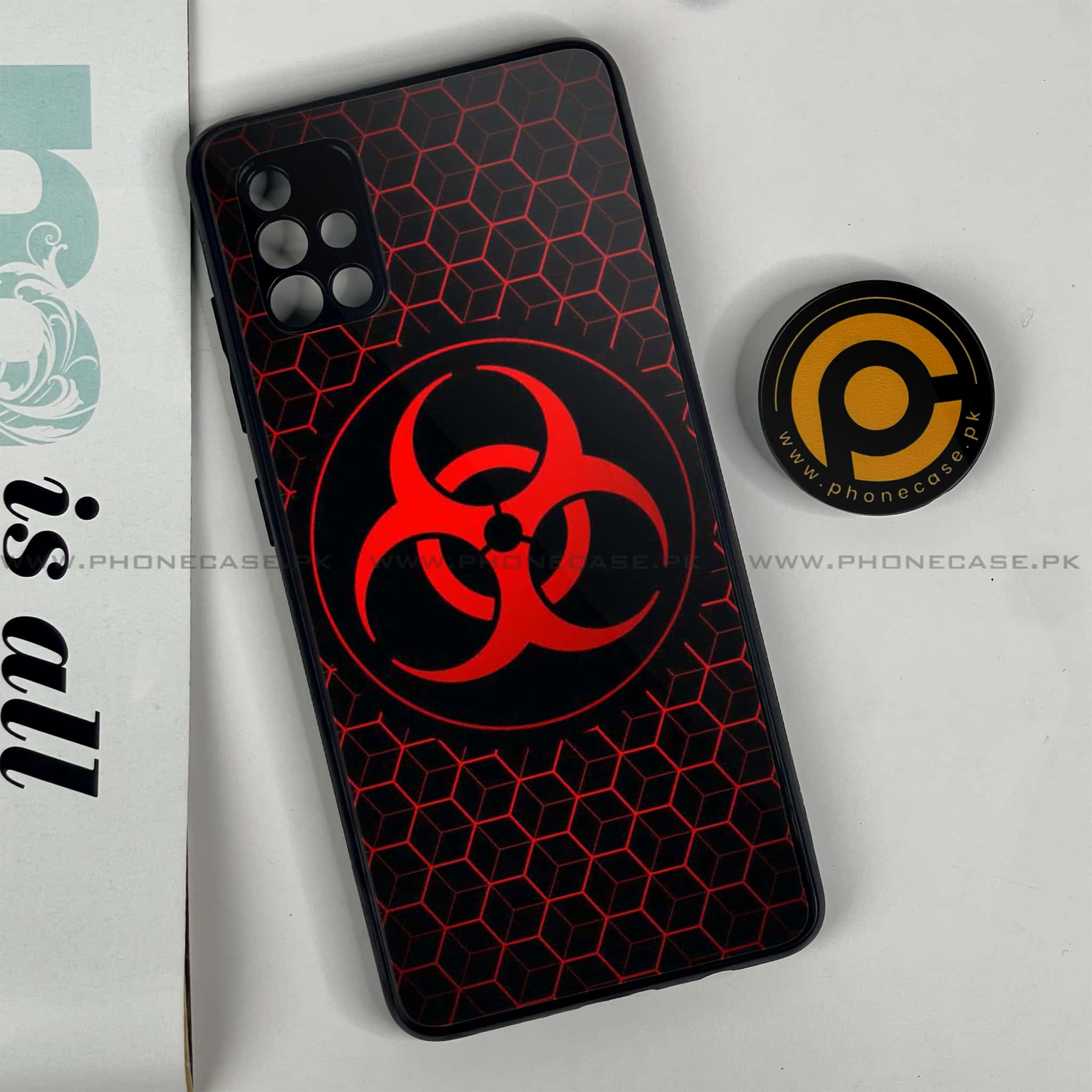 Samsung Galaxy A51 Biohazard Sign Series Premium Printed Glass soft Bumper shock Proof Case