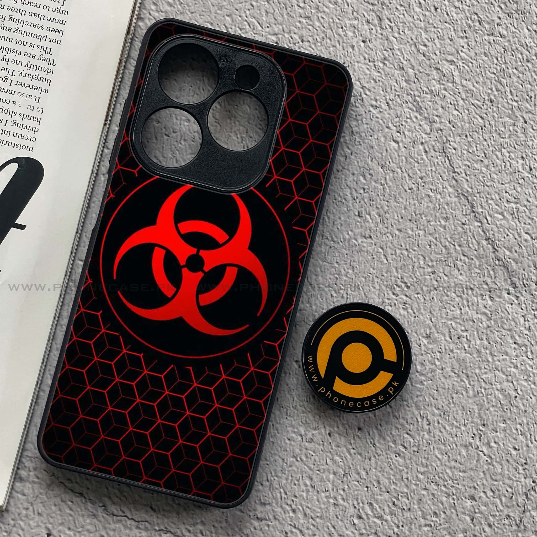 Tecno Spark 20C - Biohazard Sign Series - Premium Printed Glass soft Bumper shock Proof Case