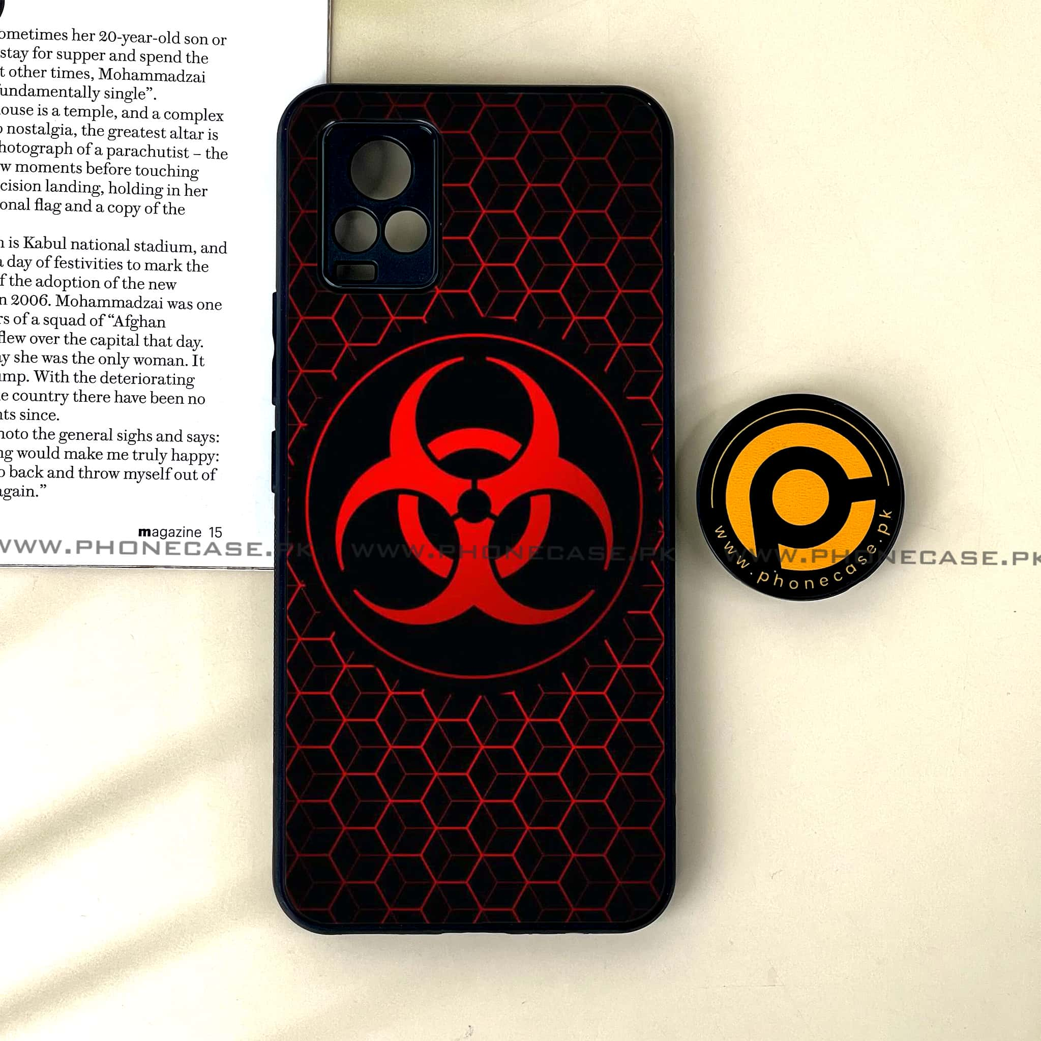 Vivo V20 - Biohazard Sign Series - Premium Printed Glass soft Bumper shock Proof Case