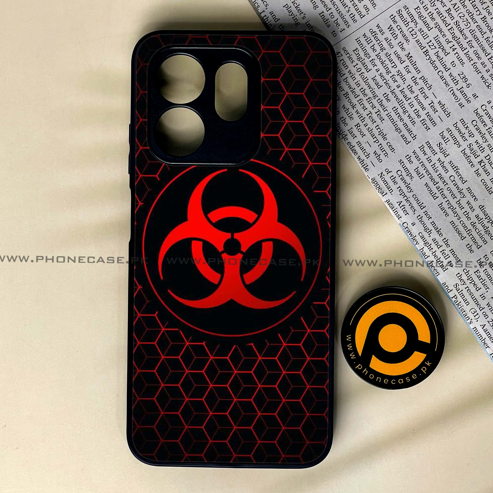 Infinix Hot 50i - Biohazard Sign Series - Premium Printed Glass soft Bumper shock Proof Case