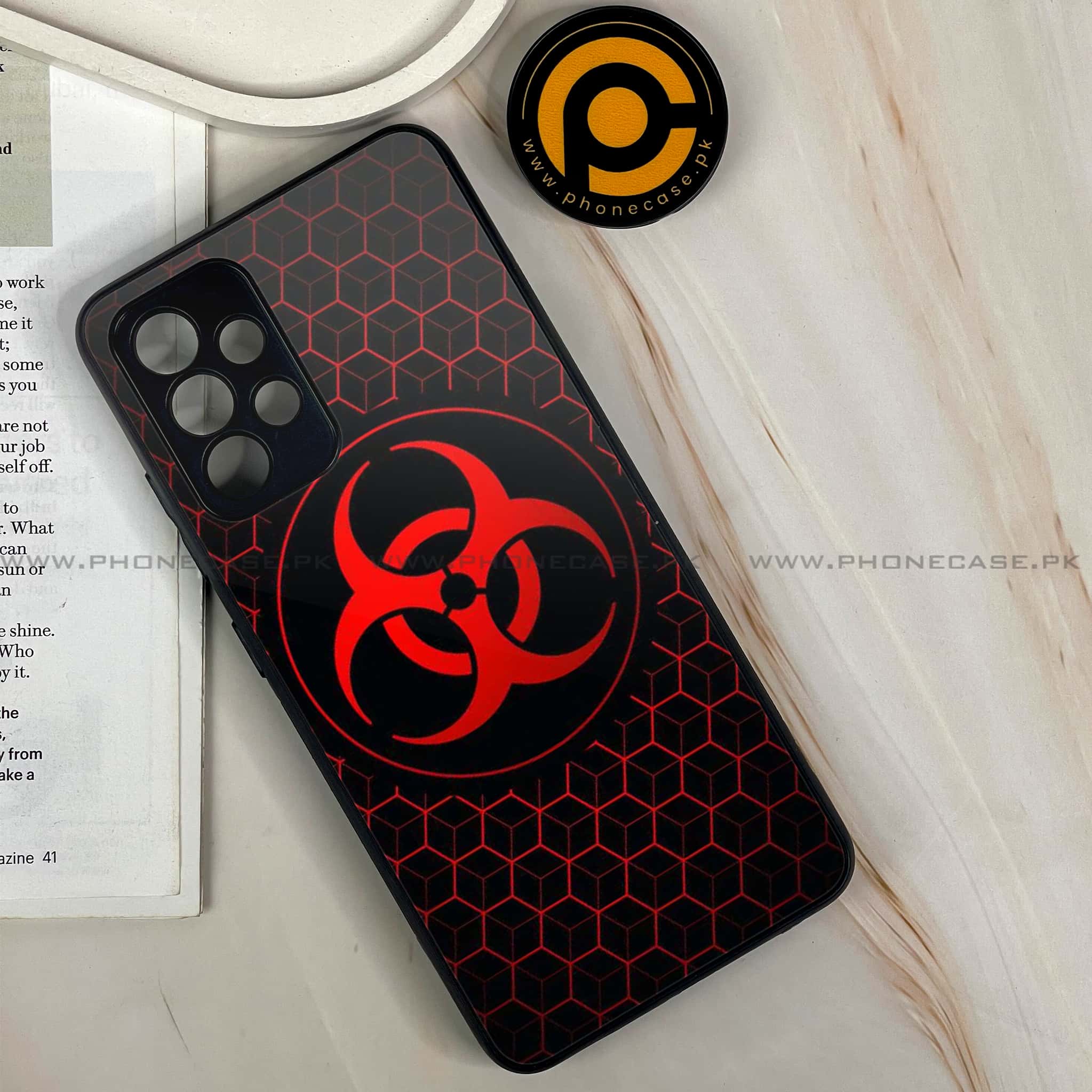 Samsung Galaxy A13-  Biohazard Sign Series - Premium Printed Glass soft Bumper shock Proof Case