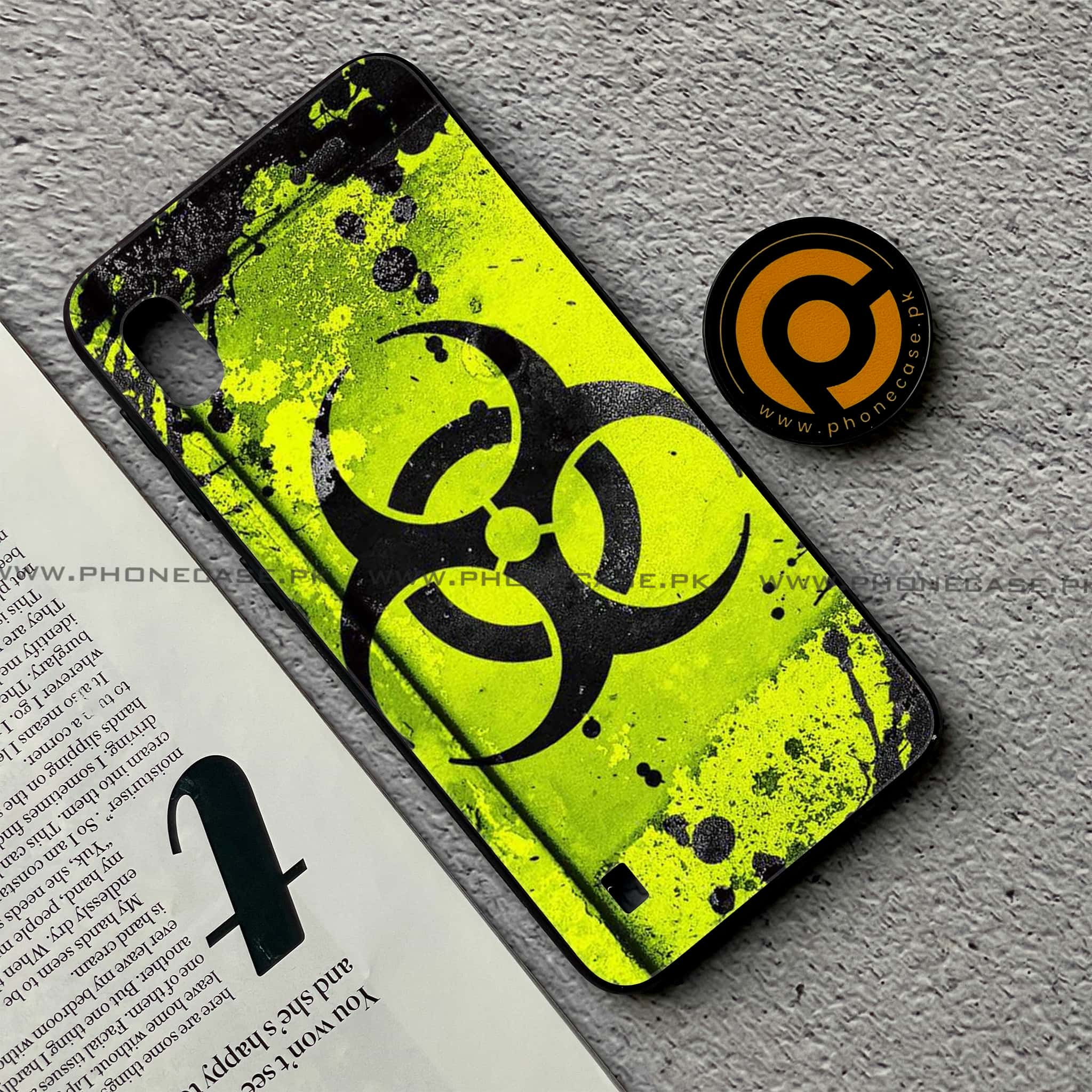 Samsung Galaxy A10 - Biohazard Sign Series - Premium Printed Glass soft Bumper shock Proof Case