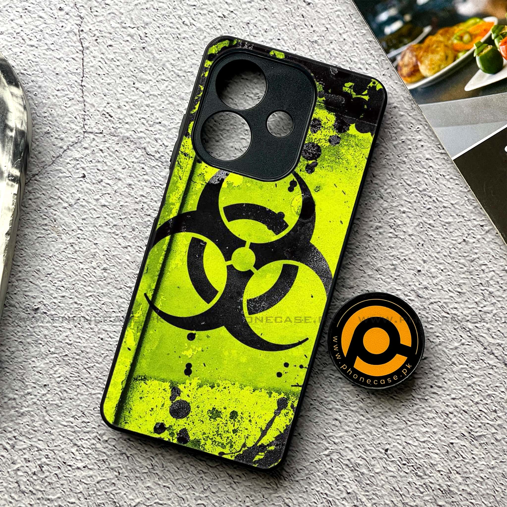 Oppo A3x - Biohazard Sign Series - Premium Printed Glass soft Bumper shock Proof Case